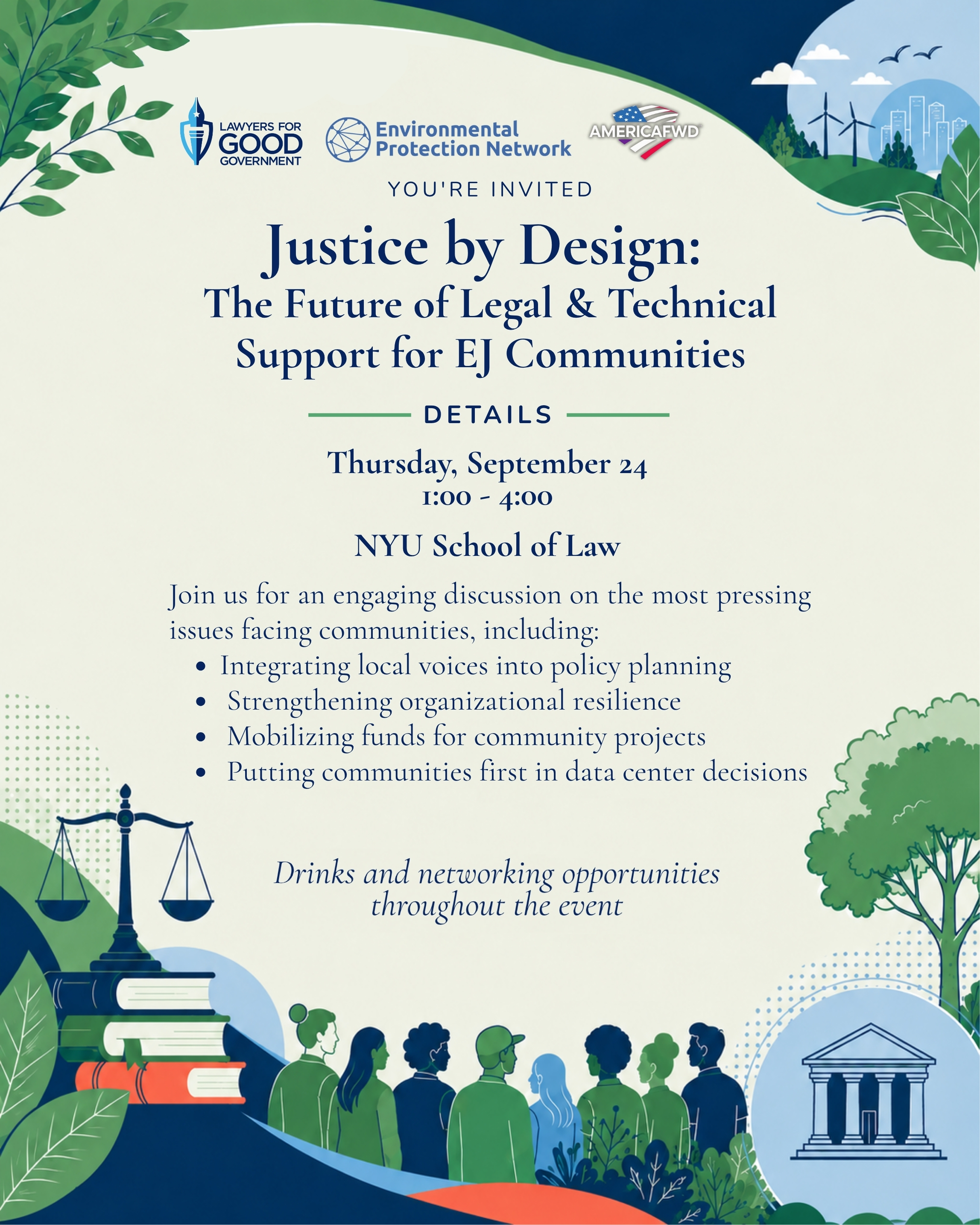 Invitation to L4GG's "Justice by Design" event.