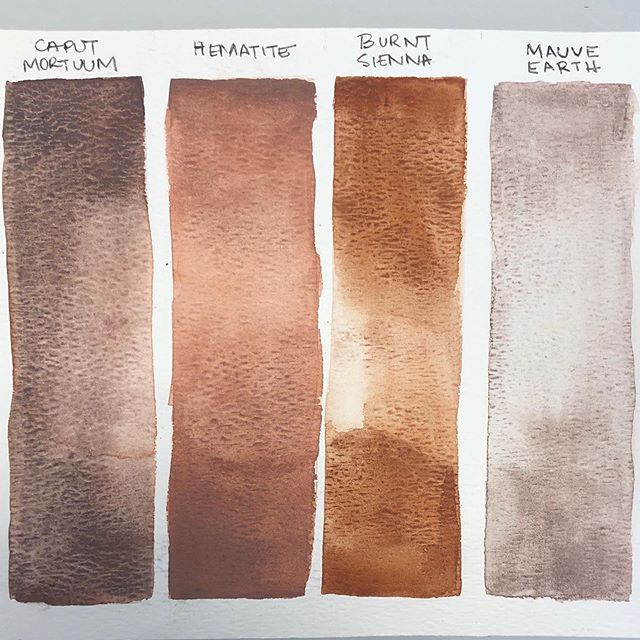 Our earth pigments in the red family: caput mortuum, hematite, burnt sienna, and mauve earth. ❤️🧱🧶🦊🍫🐻🏈🎻🏮🍁❤️ ⠀⠀⠀⠀⠀⠀⠀⠀⠀
#LimnColors #HandmadeWatercolor #EarthPigments #NaturalPigments #WatercolorPaint #Watercolors #CaputMortuum #Hematite #Burn