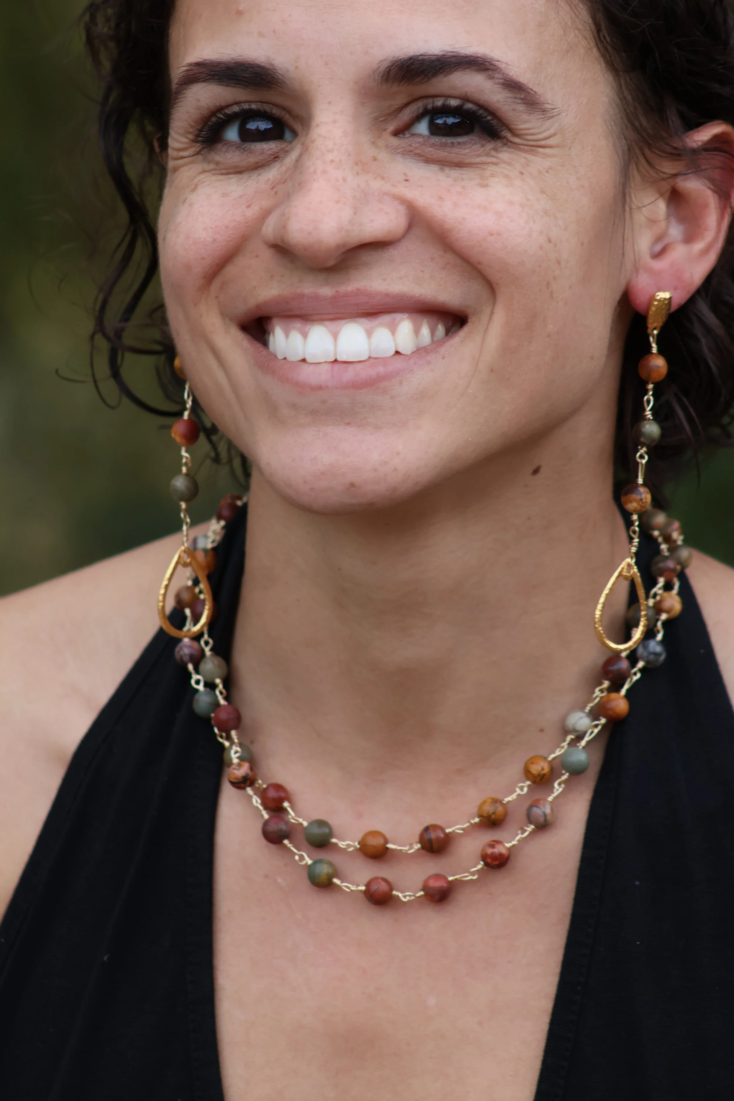 Gold Grounded Stone Earth Stone Necklace