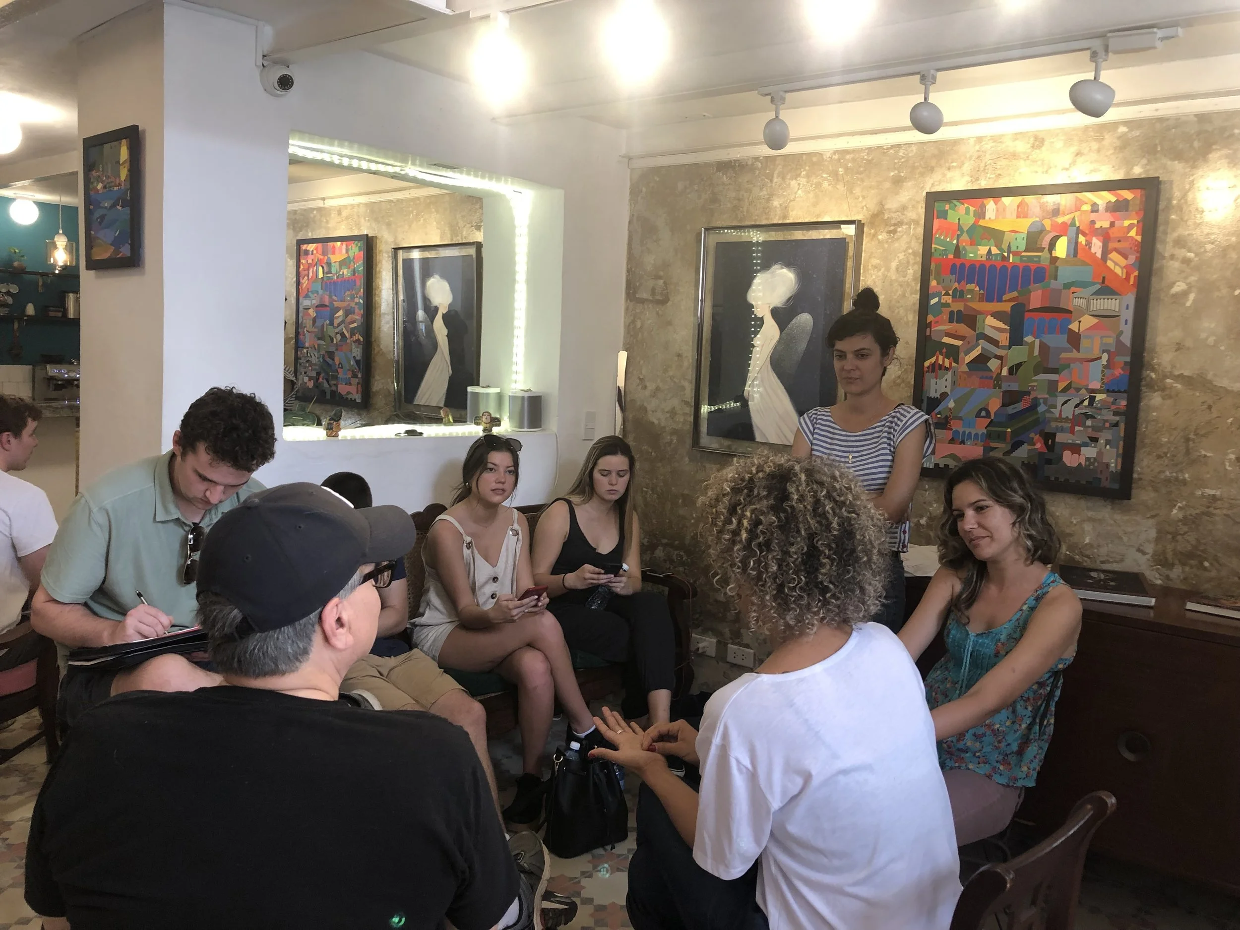 IU Kelley students meet with Ilse Anton, Raquel Janero and Lauren Fajardo, the founders of Dador, a new concept store in Old Havana.