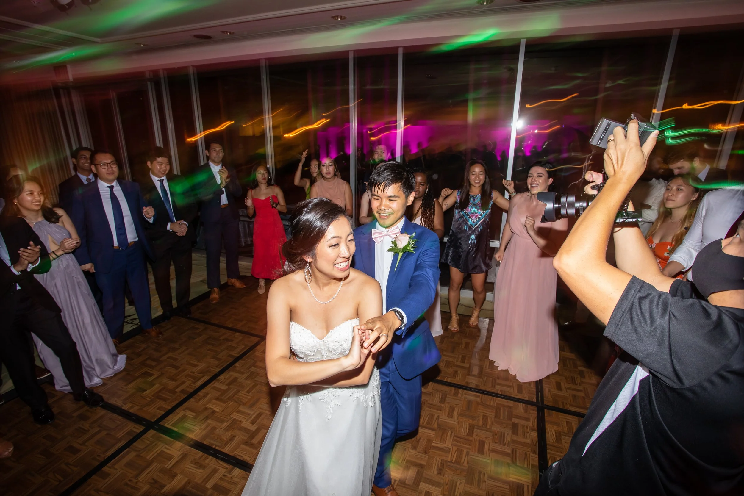 Romantic first dance at an O'ahu wedding reception timeline event.