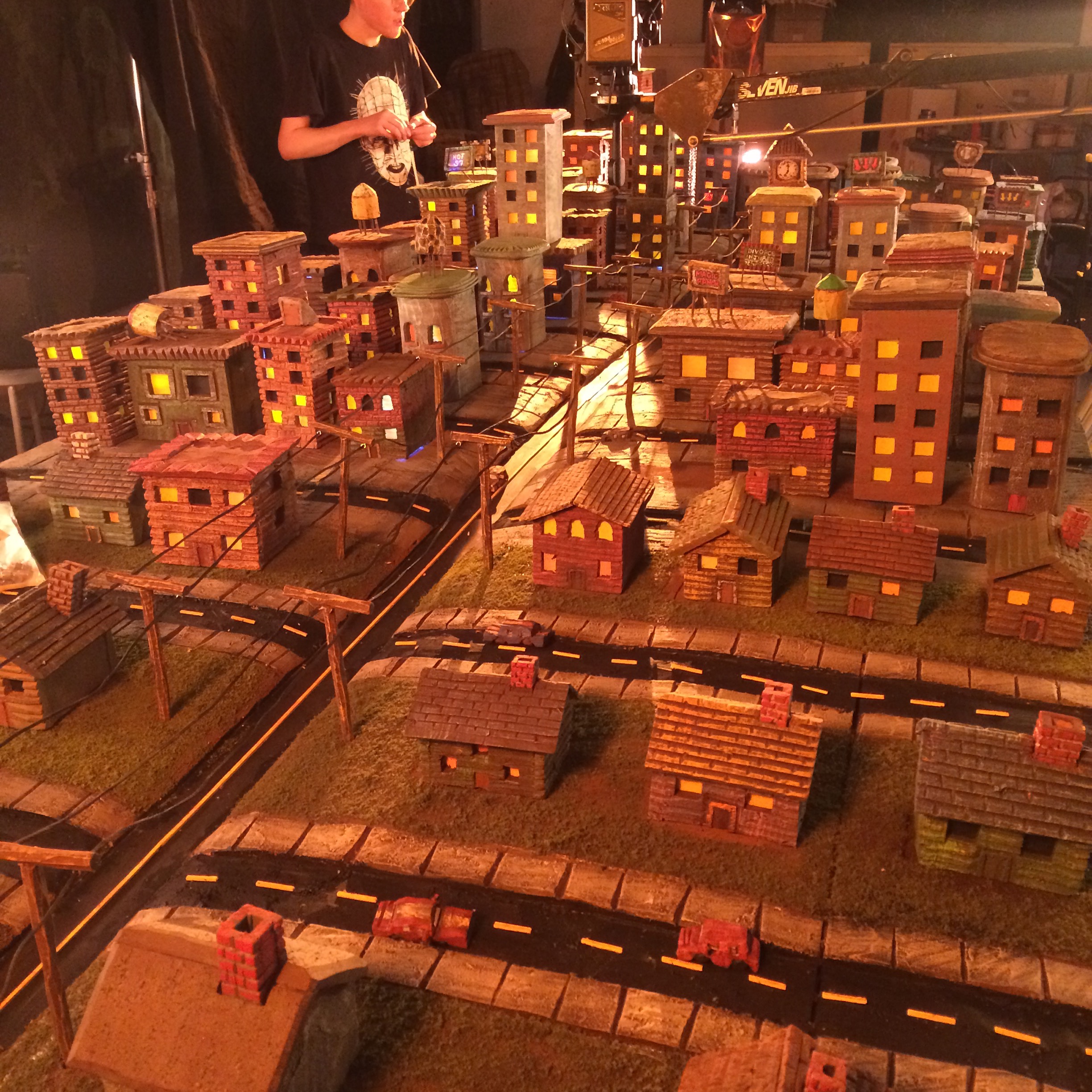 Keegan Monaghan prepares the city scape miniature