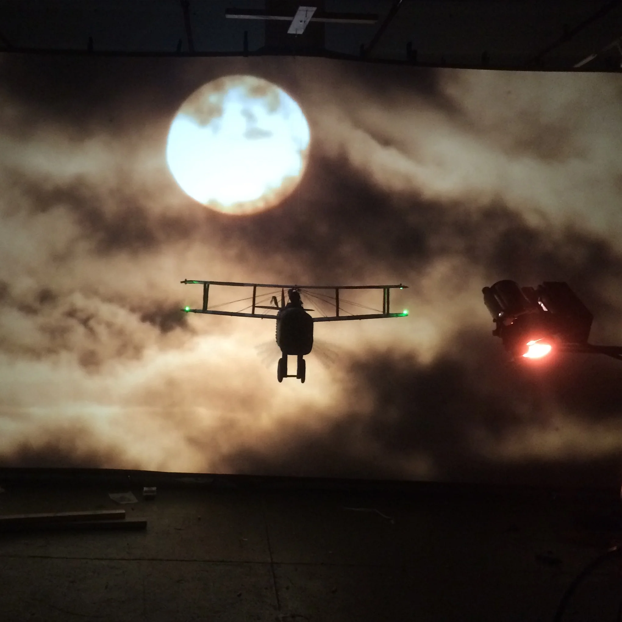 1/4 scale model bi-plane being filmed