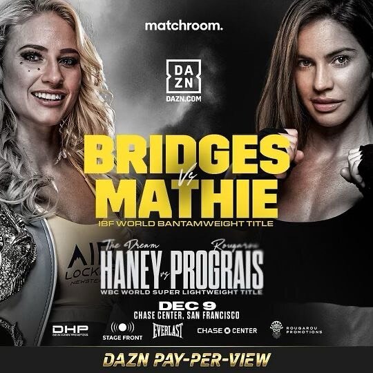 ‼️ My next fight&hellip;. for the IBF WORLD TITLE babyyyy 😃😃😃

December 9th, San Francisco, get ready 😏 or catch me live on @daznboxing 🥊

#bridgesmathie #haneyprograis #womensboxing