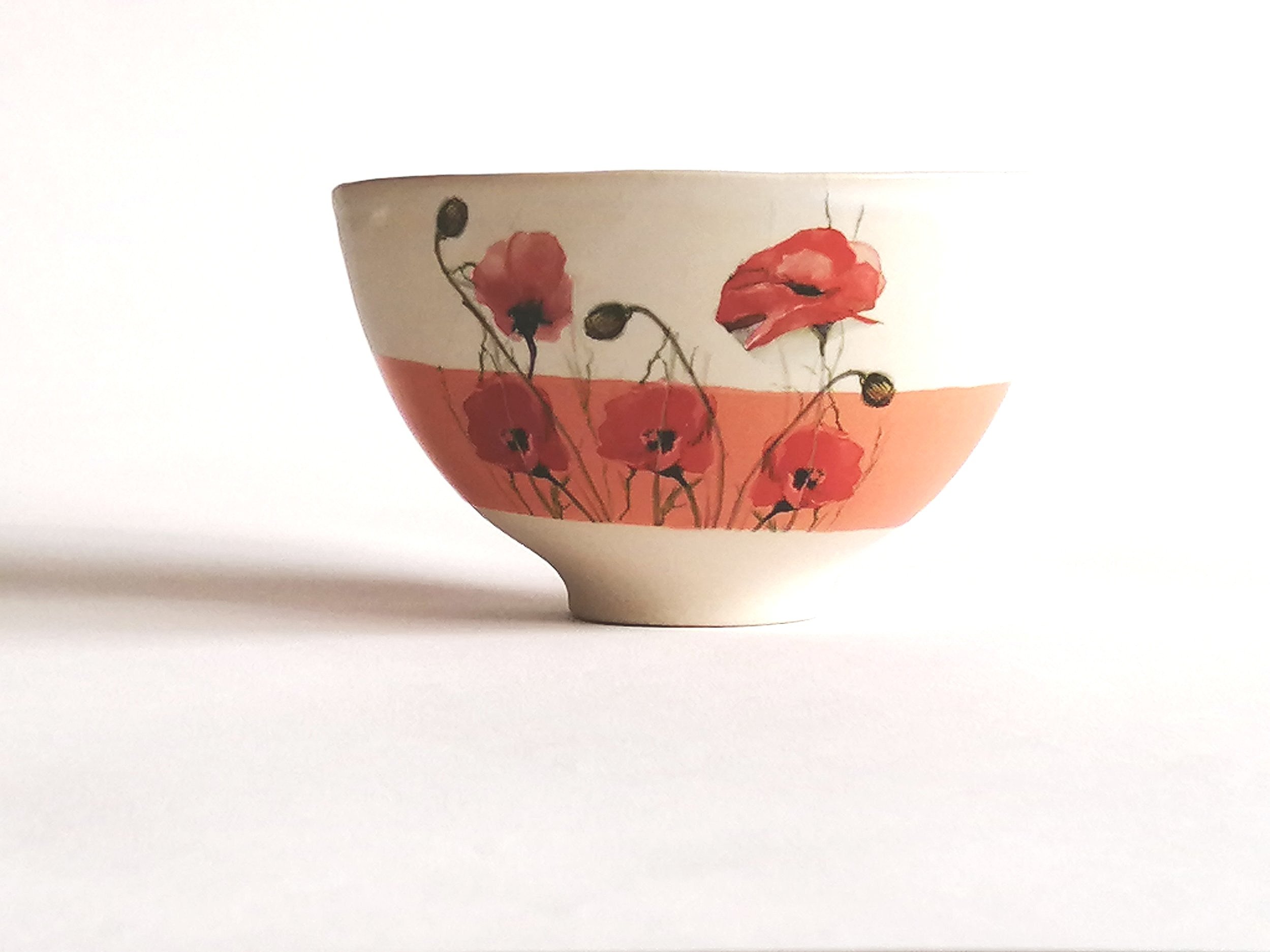 chawan orange pâle - petits coquelicots (1)