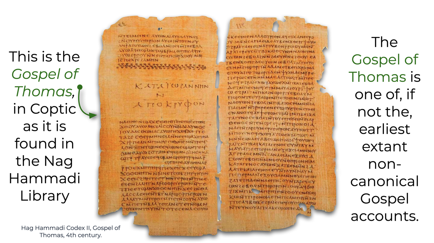 The Gospel of Thomas -- the earliest non-biblical Gospel — Wesley Huff