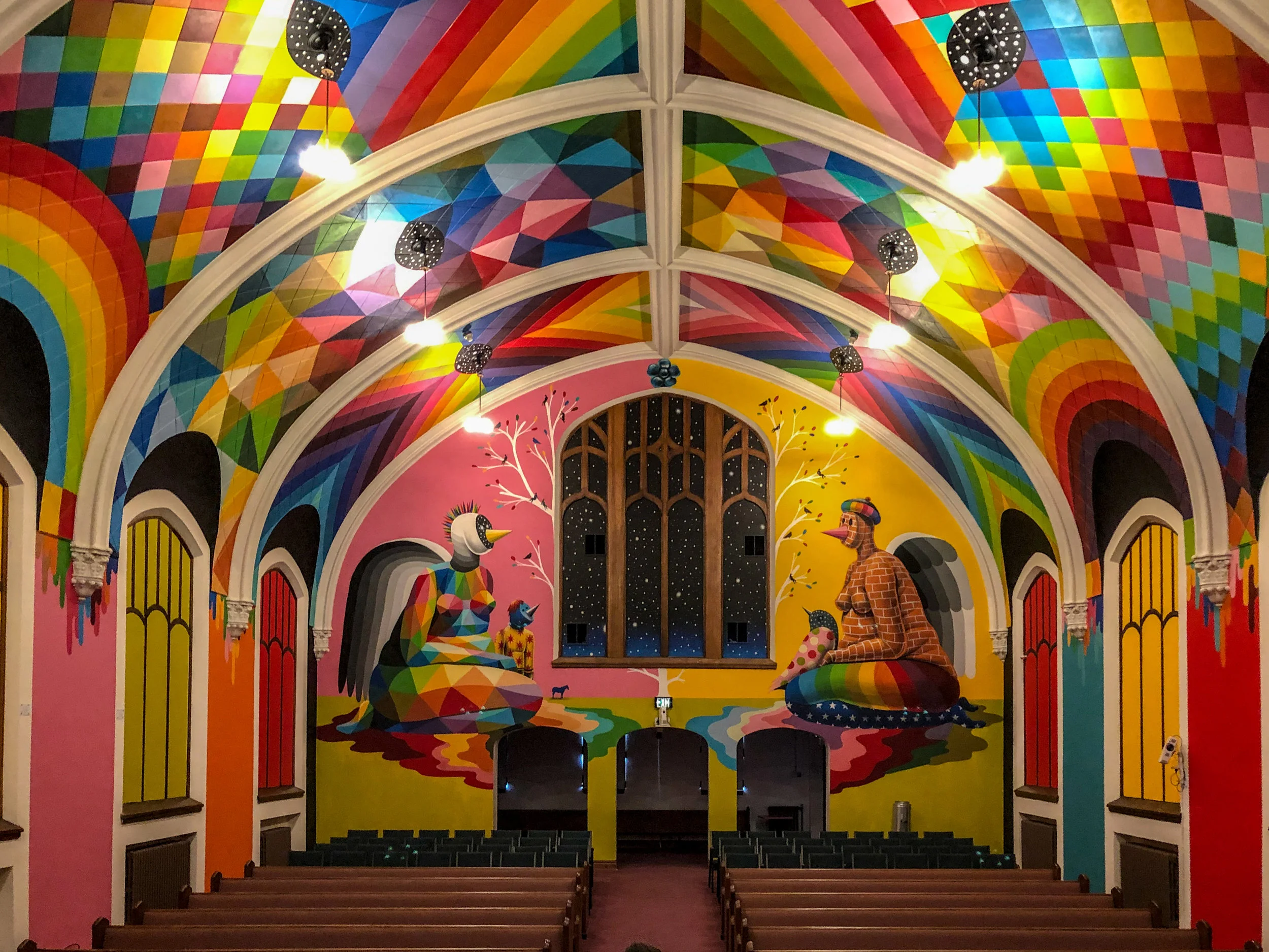 Front wall of the interior of the Cannabis Church