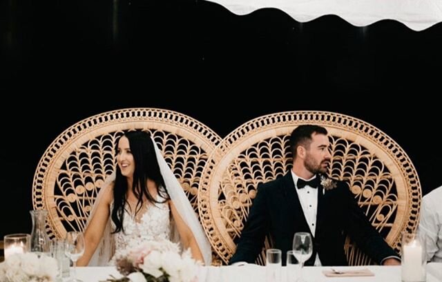 Our natural peacock chairs sitting pretty for these two. &hearts;️ We didn&rsquo;t know it at the time but this was our last wedding before social distancing. Dreaming of the days we are back planning and creating this magic. #jackandjuneevents