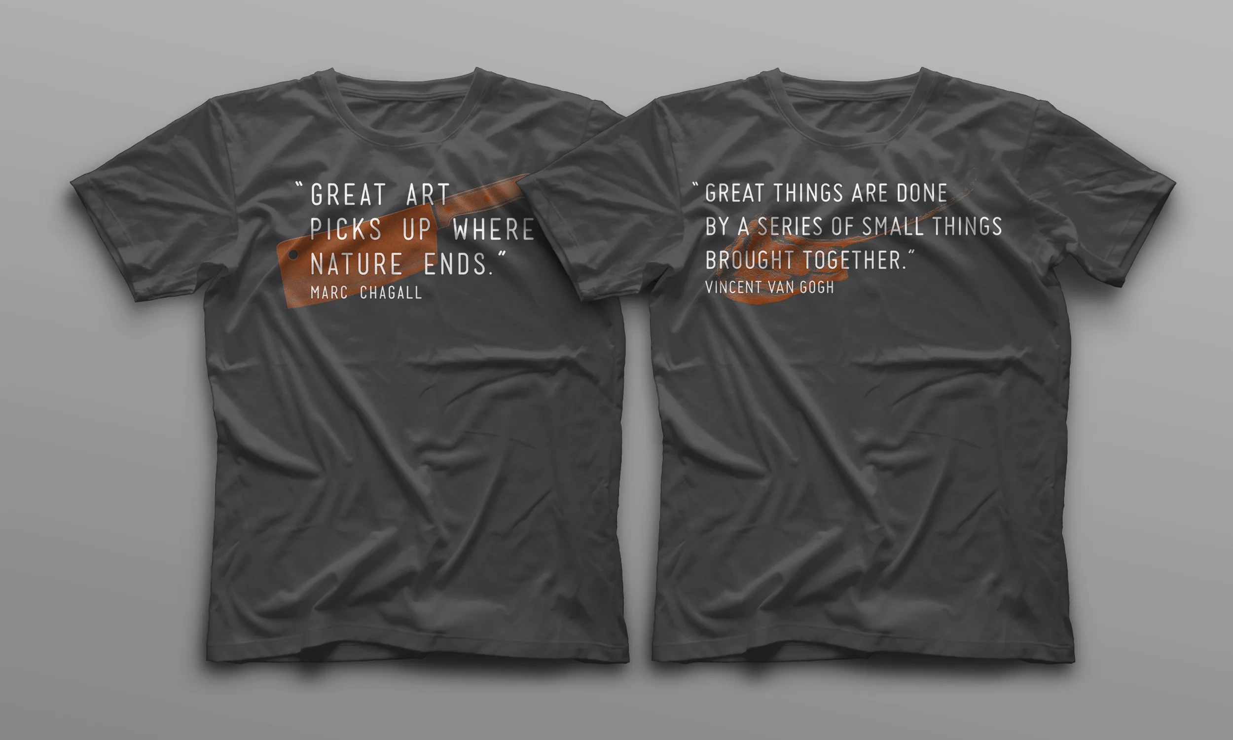 Orange Elephant staff t-shirts graphic design.