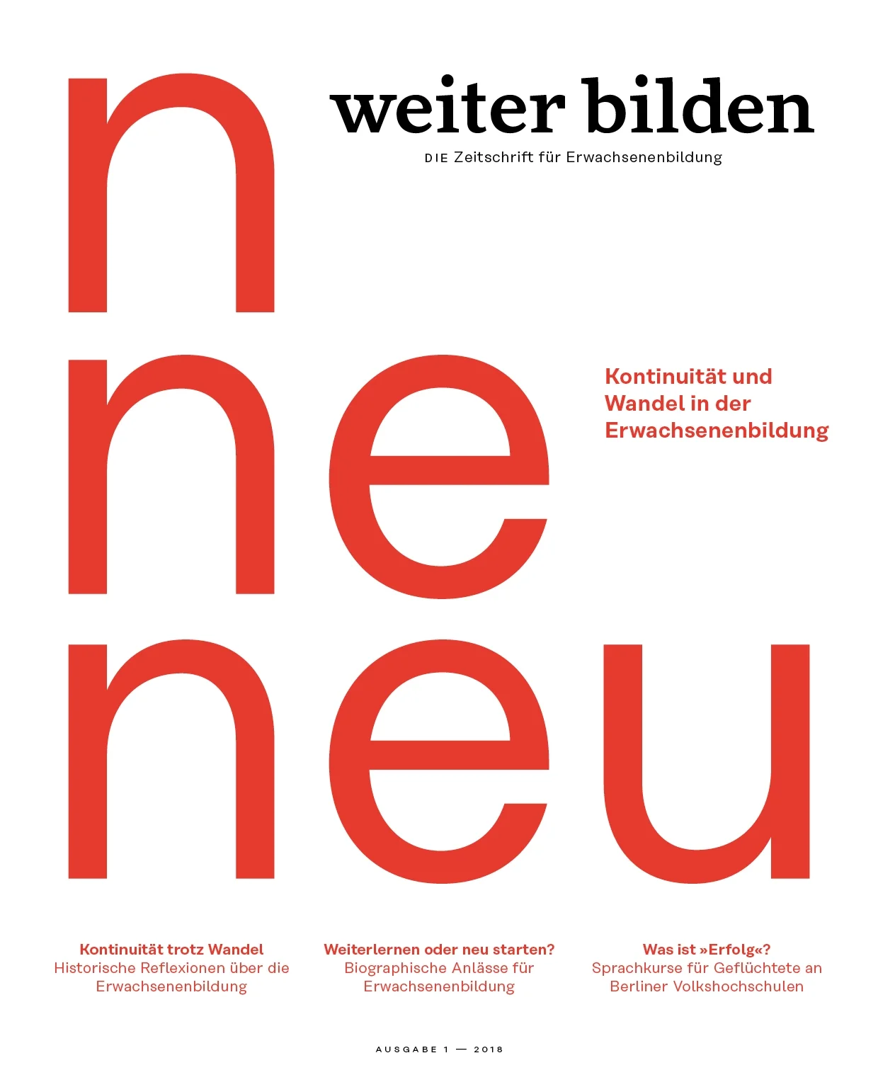weiter bilden Magazin Cover 2018/1 »Neustart«, Editorial Design Christine Lange – Redesign