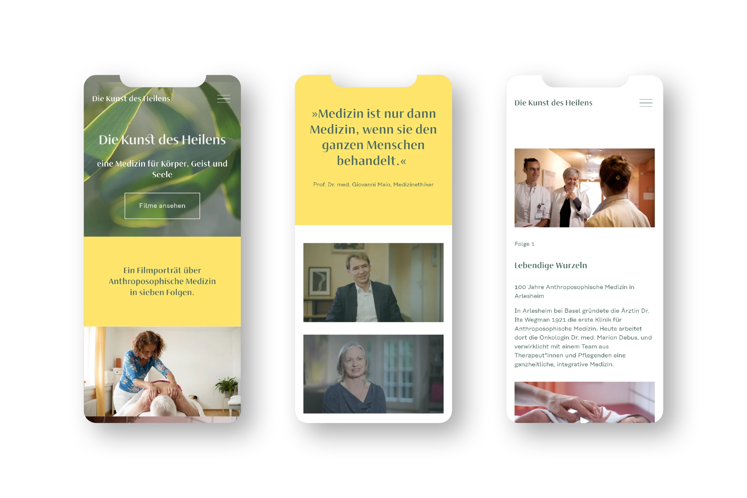 Christine Lange Gestaltung Webdesign Identität Corporate Design Die Kunst des Heilens Filmreihe Anthroposophische Medizin