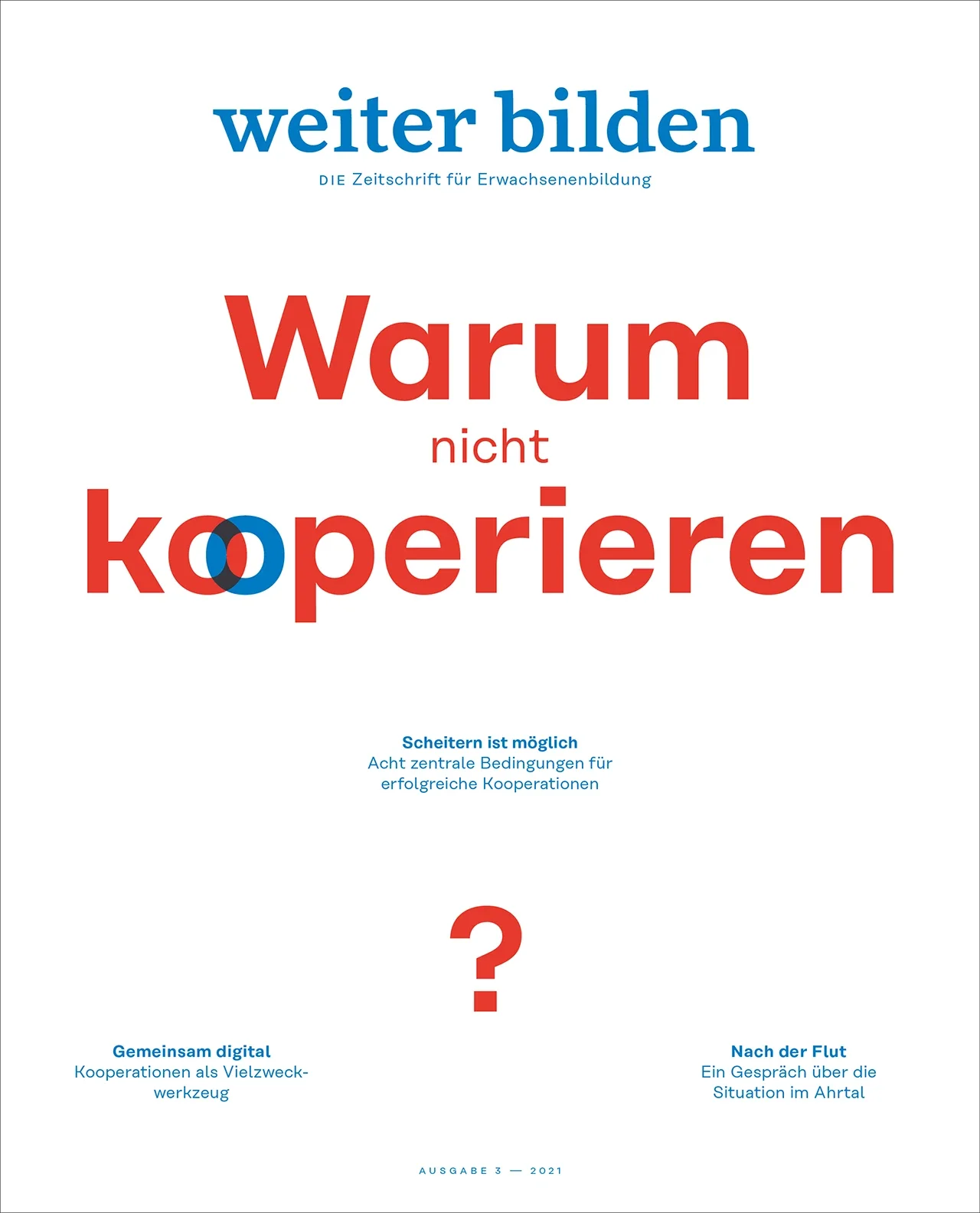 weiter bilden Magazin Cover 2021/3 »Warum nicht kooperieren?«, Editorial Design Christine Lange