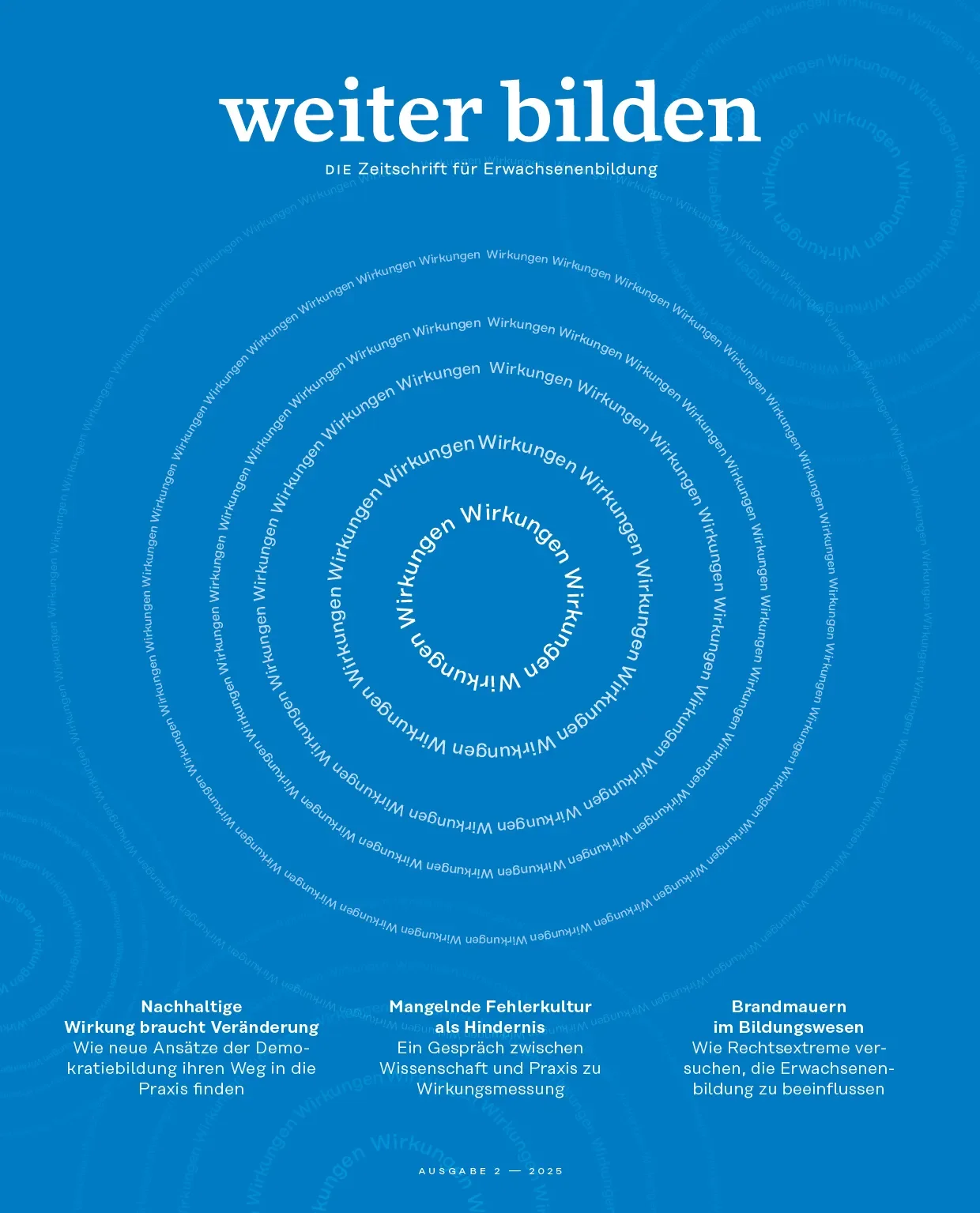 weiter bilden Magazin Cover 2025/2 »Wirkungen«, Editorial Design Christine Lange