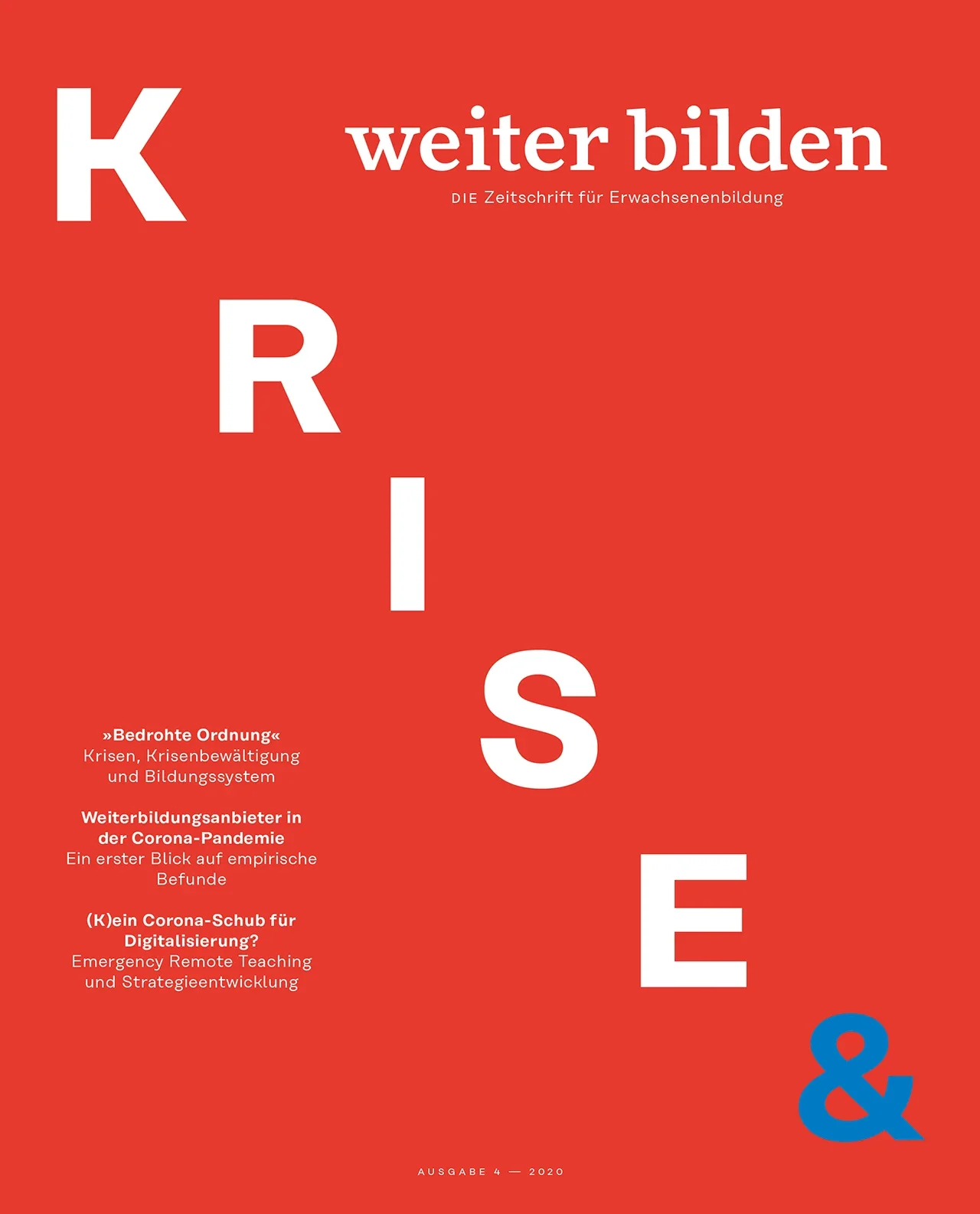 weiter bilden Magazin Cover 2020/4 »Krise & Chance«, Editorial Design Christine Lange