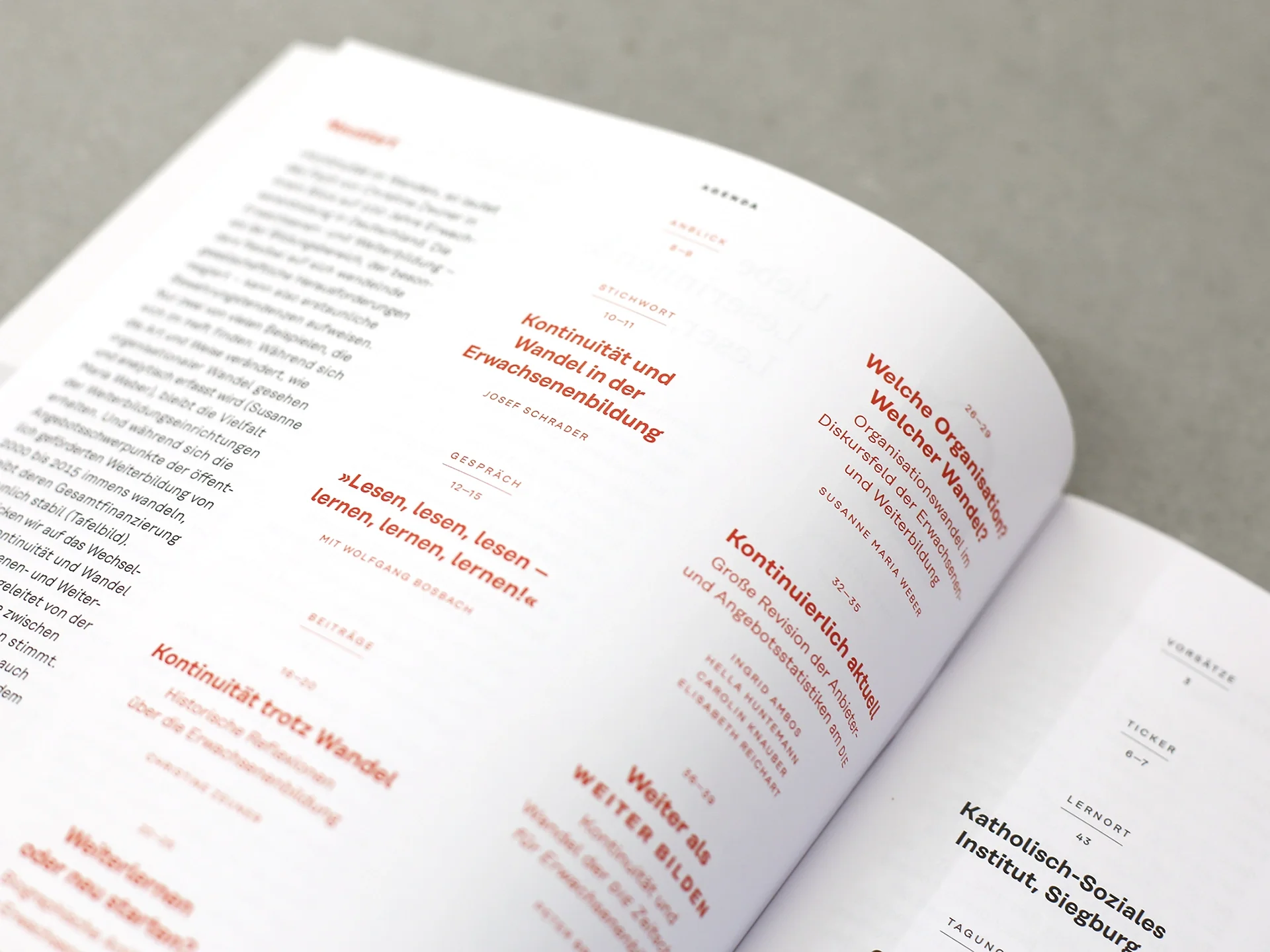 Christine Lange Editorial Design weiter bilden Magazin Neustart Relaunch Inhaltsverzeichnis
