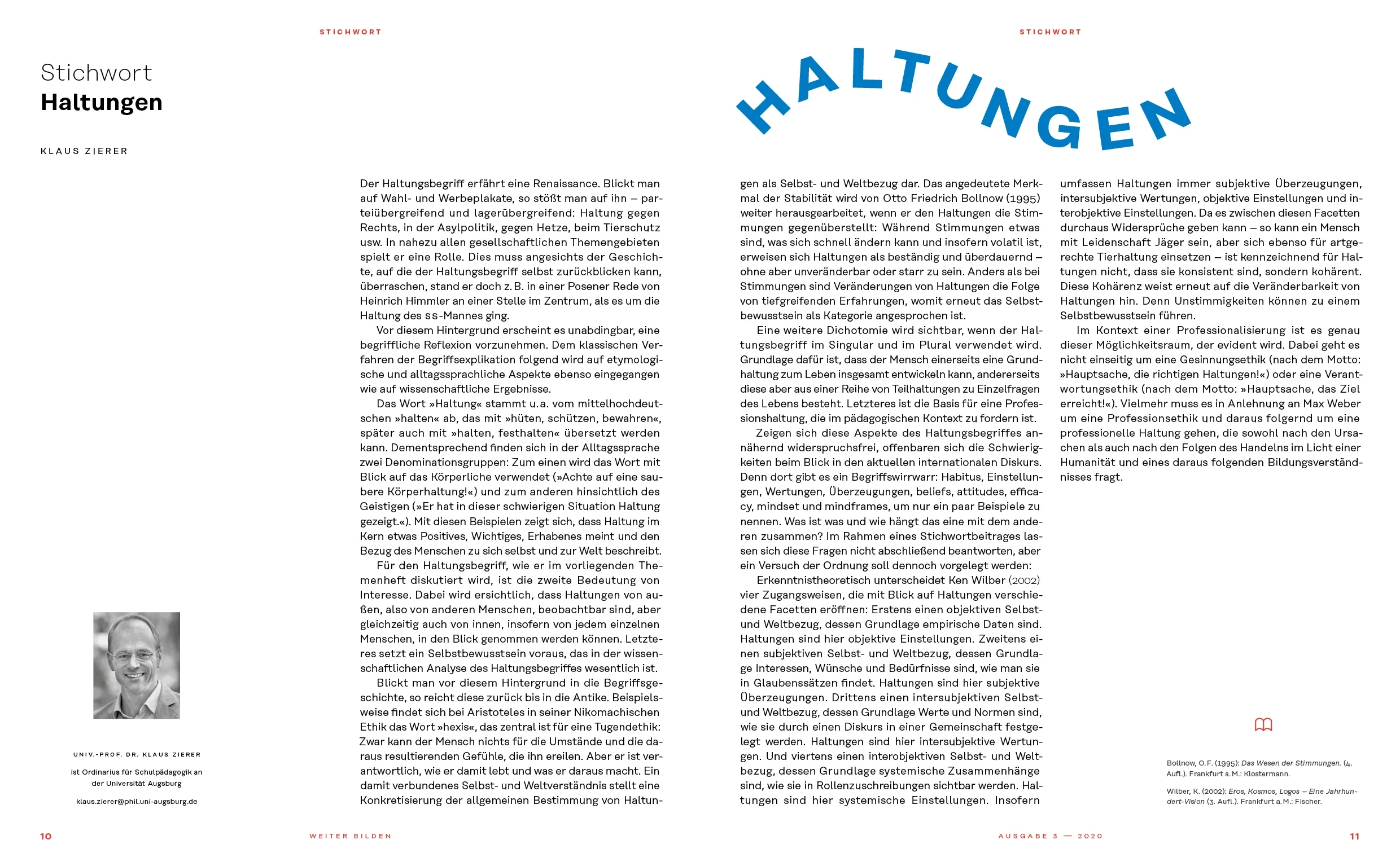 weiter bilden »Haltungen« – Doppelseite 2, Magazinlayout Christine Lange