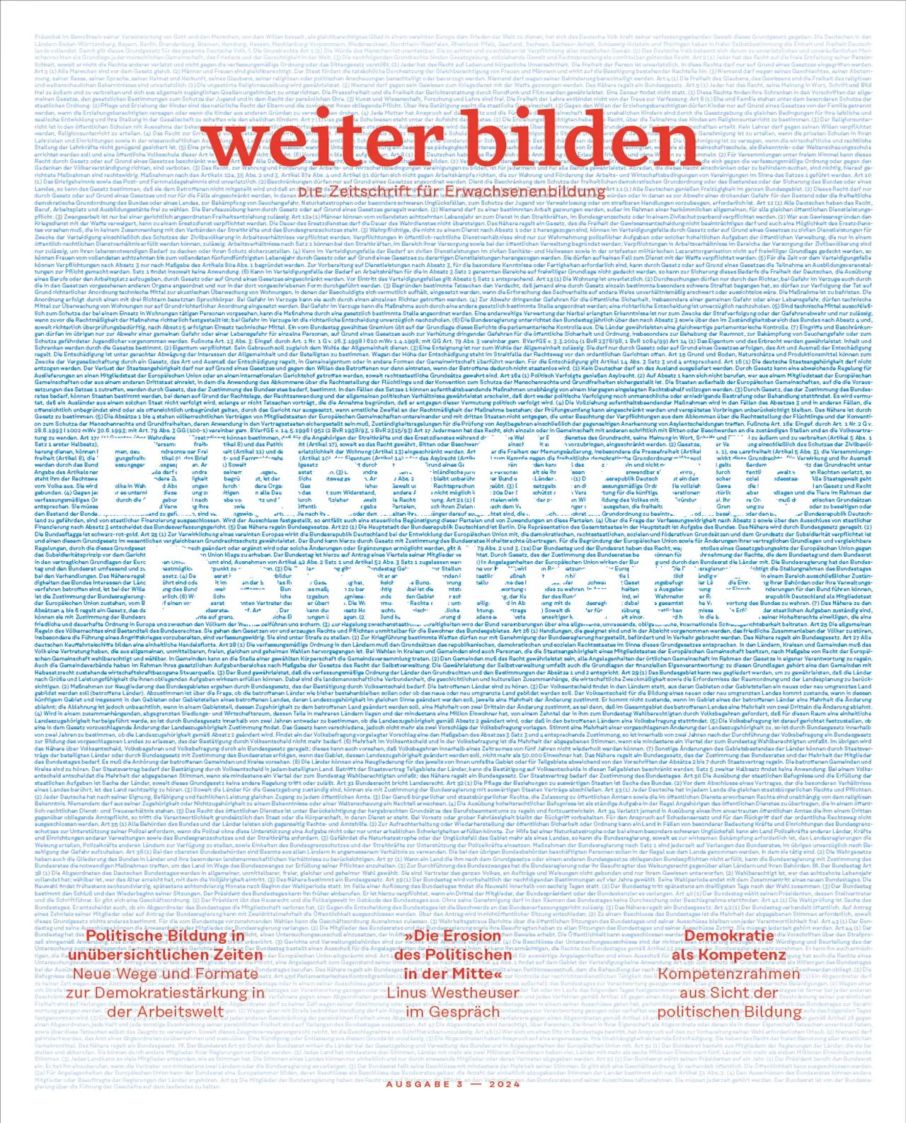 weiter bilden Magazin Cover 2024/3 »Bilden für die Demokratie«, Editorial Design Christine Lange