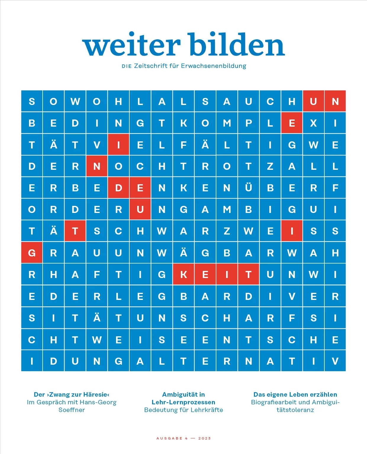 weiter bilden Magazin Cover 2023/4 »Uneindeutigkeit«, Editorial Design Christine Lange