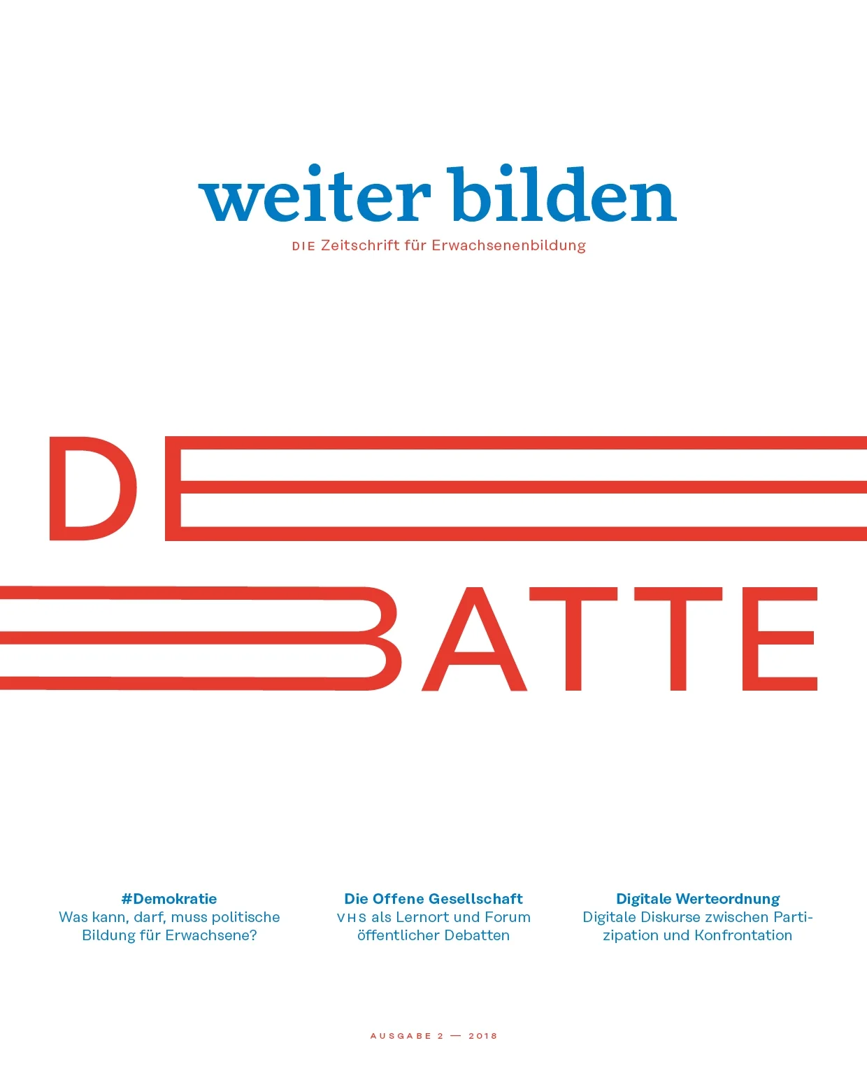 weiter bilden Magazin Cover 2018/2 »Debatte«, Editorial Design Christine Lange