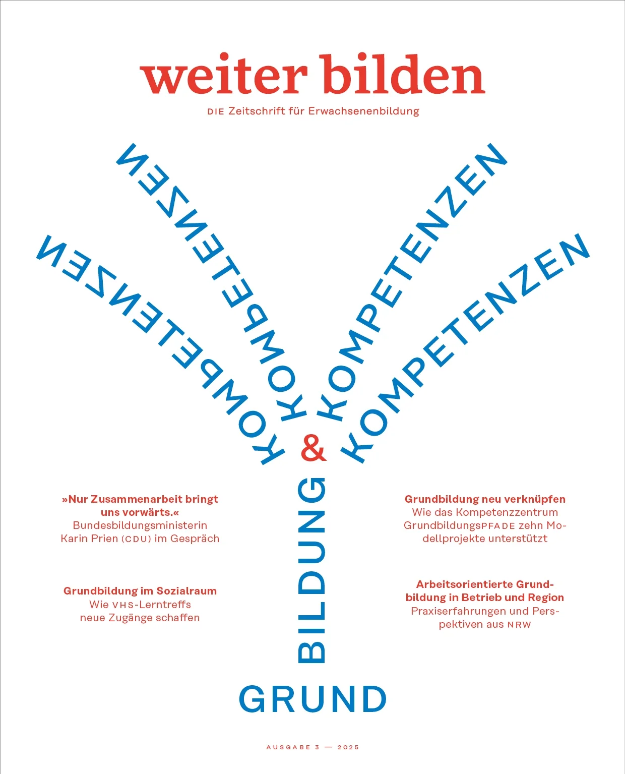 weiter bilden Magazin Cover 2025/3 »Grundbildung & Grundkompetenzen«, Editorial Design Christine Lange