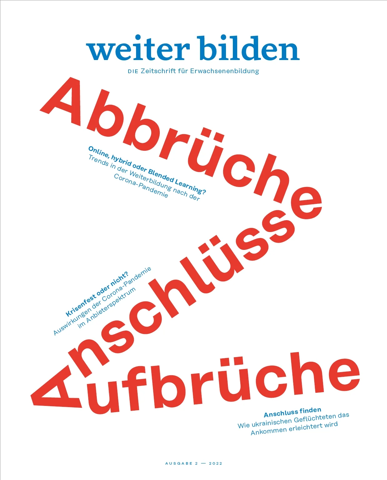weiter bilden Magazin Cover 2022/2 »Abbrüche, Anschlüsse, Aufbrüche«, Editorial Design Christine Lange