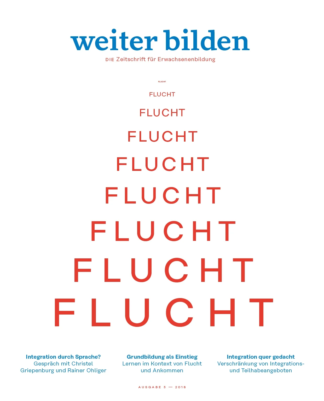 weiter bilden Magazin Cover 2018/3 »Flucht«, Editorial Design Christine Lange