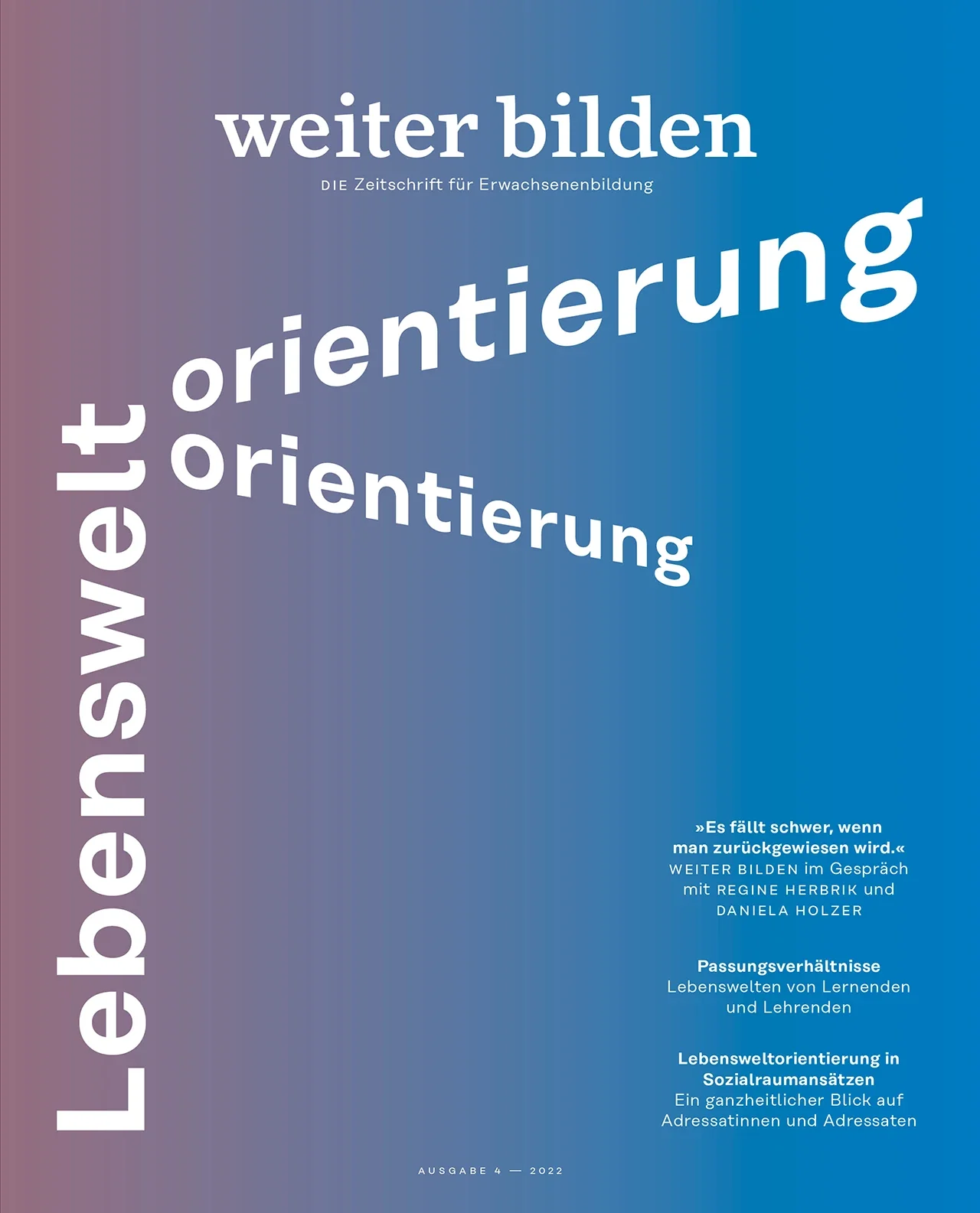 weiter bilden Magazin Cover 2022/4 »Lebensweltorientierung«, Editorial Design Christine Lange