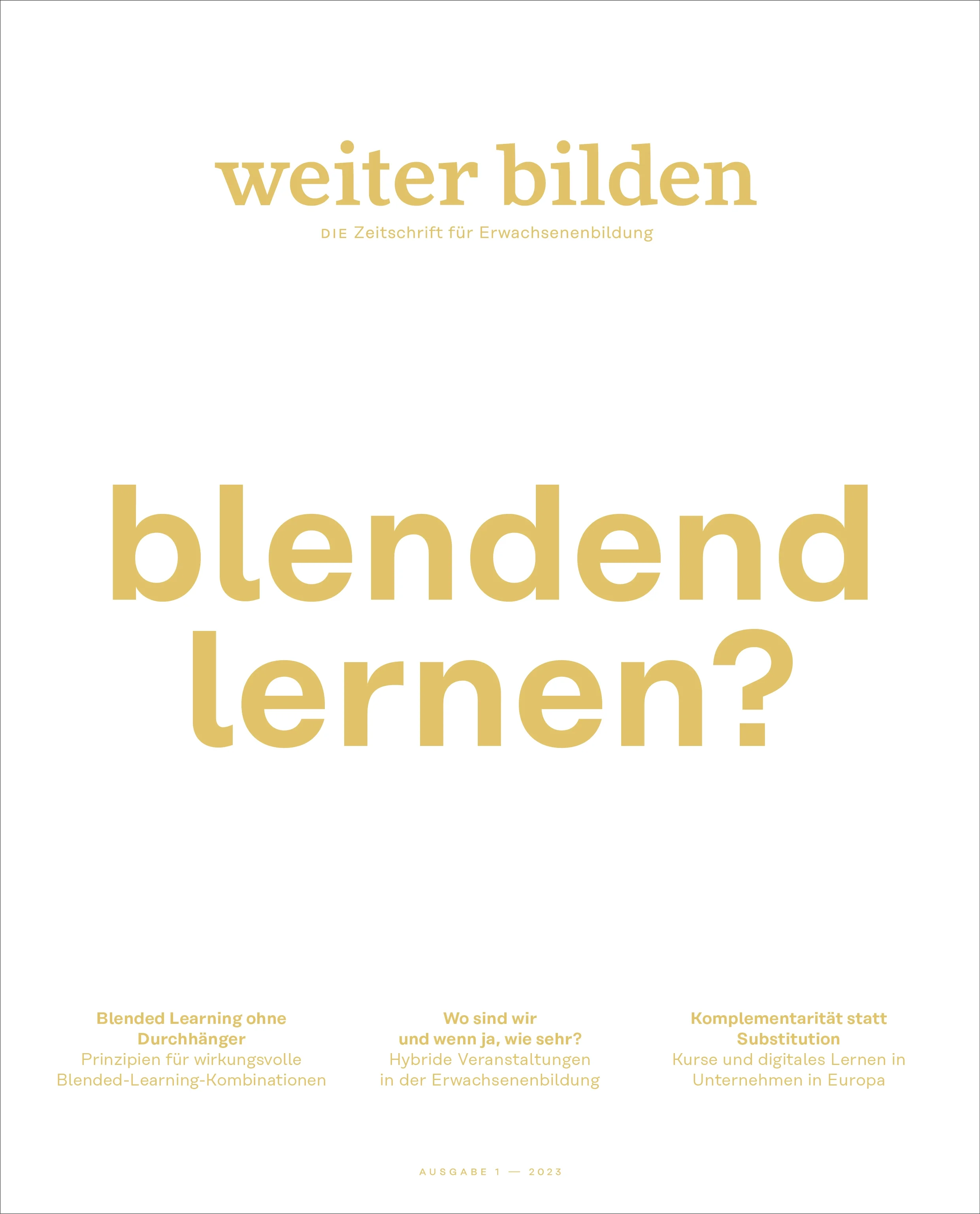 weiter bilden Magazin Cover 2023/1 »blendend lernen?«, Editorial Design Christine Lange