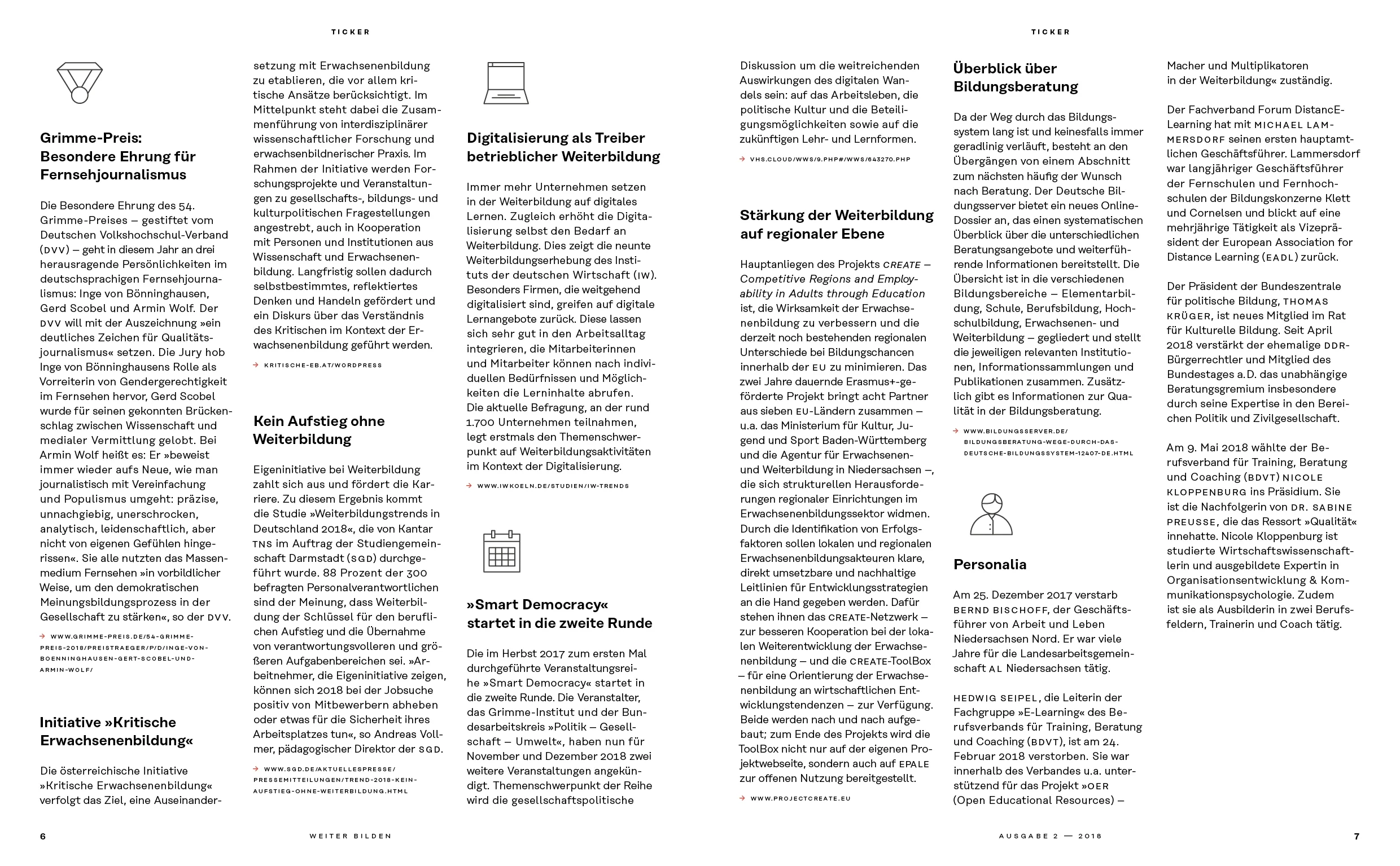 weiter bilden »Debatte« 2018/2 – Innenseite, Redesign und Magazinlayout Christine Lange