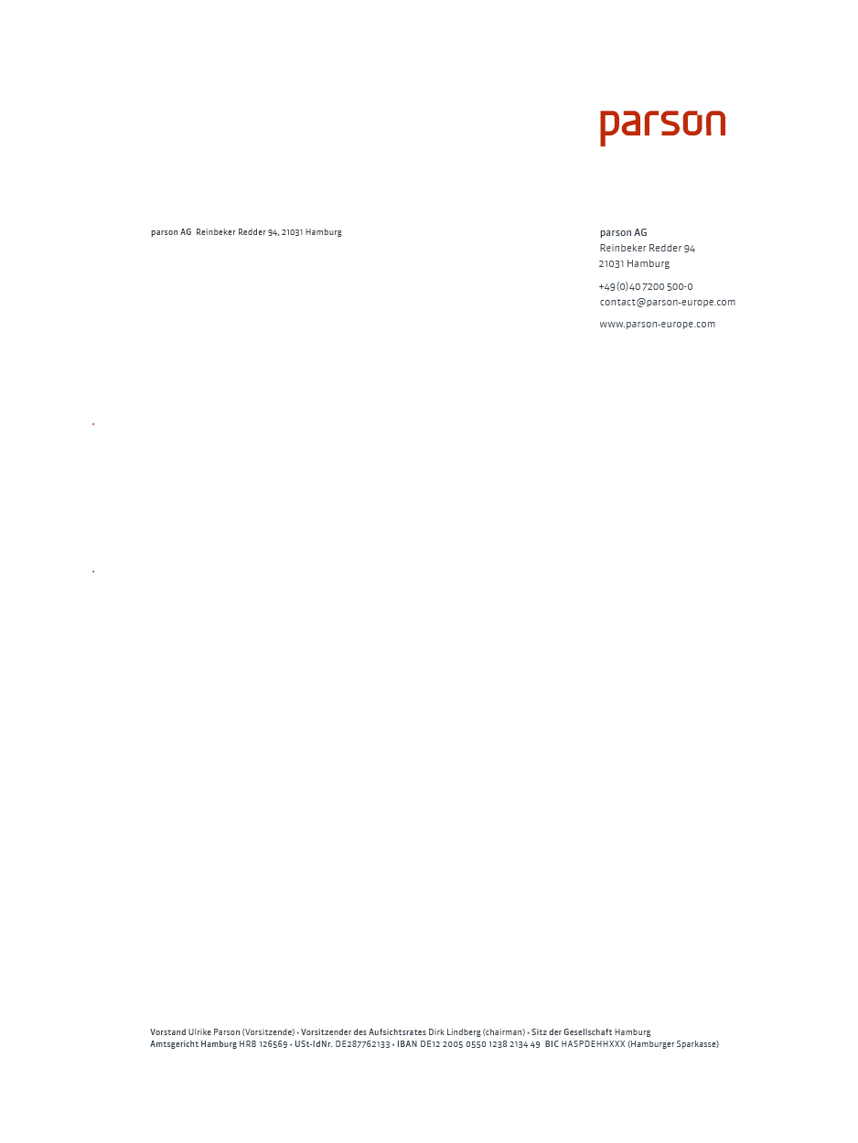 parson AG – Geschäftsausstattung Corporate Design, Christine Lange