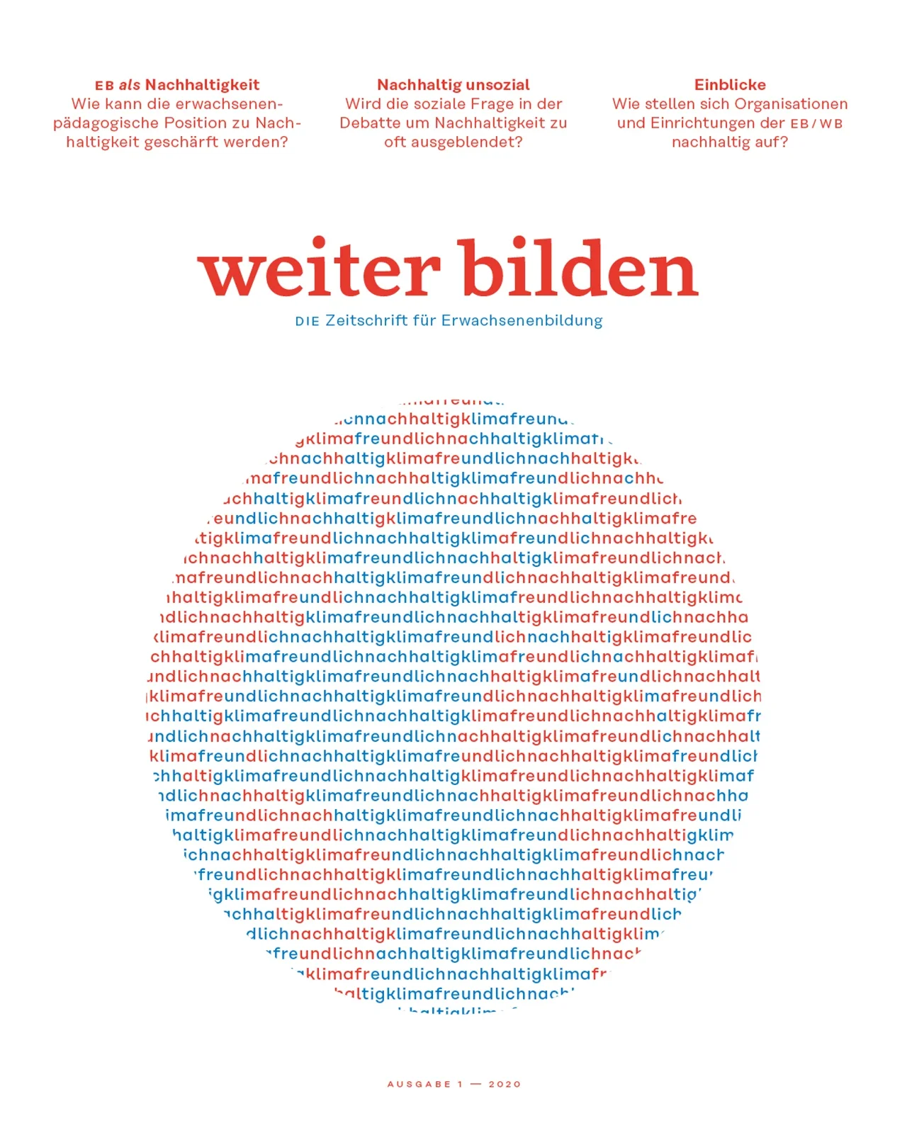 weiter bilden Magazin Cover 2020/1 »Nachhaltigkeit & Bildung«, Editorial Design Christine Lange