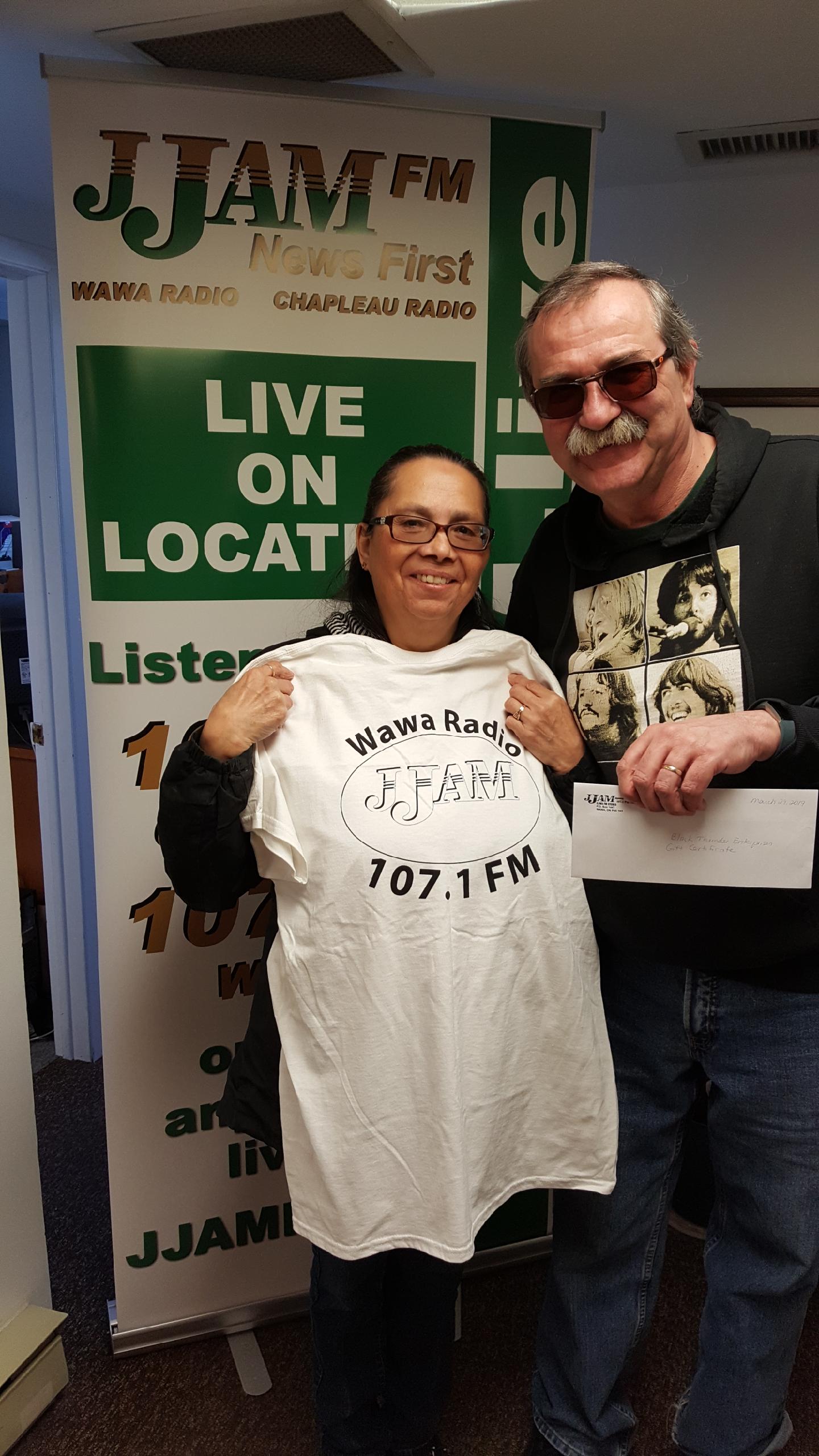 March 29,2019-Blackthunder Enterprises $250 Gift Certificate draw + 2 JJAM FM t-shirts. Prize pack valued at $300