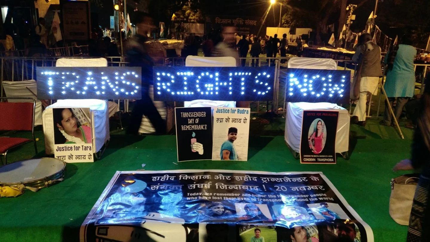 Lighting the Way to Trans Liberation An image from one of our light signs campaigns for the 2017 Trans day of remembrance in New Delhi.