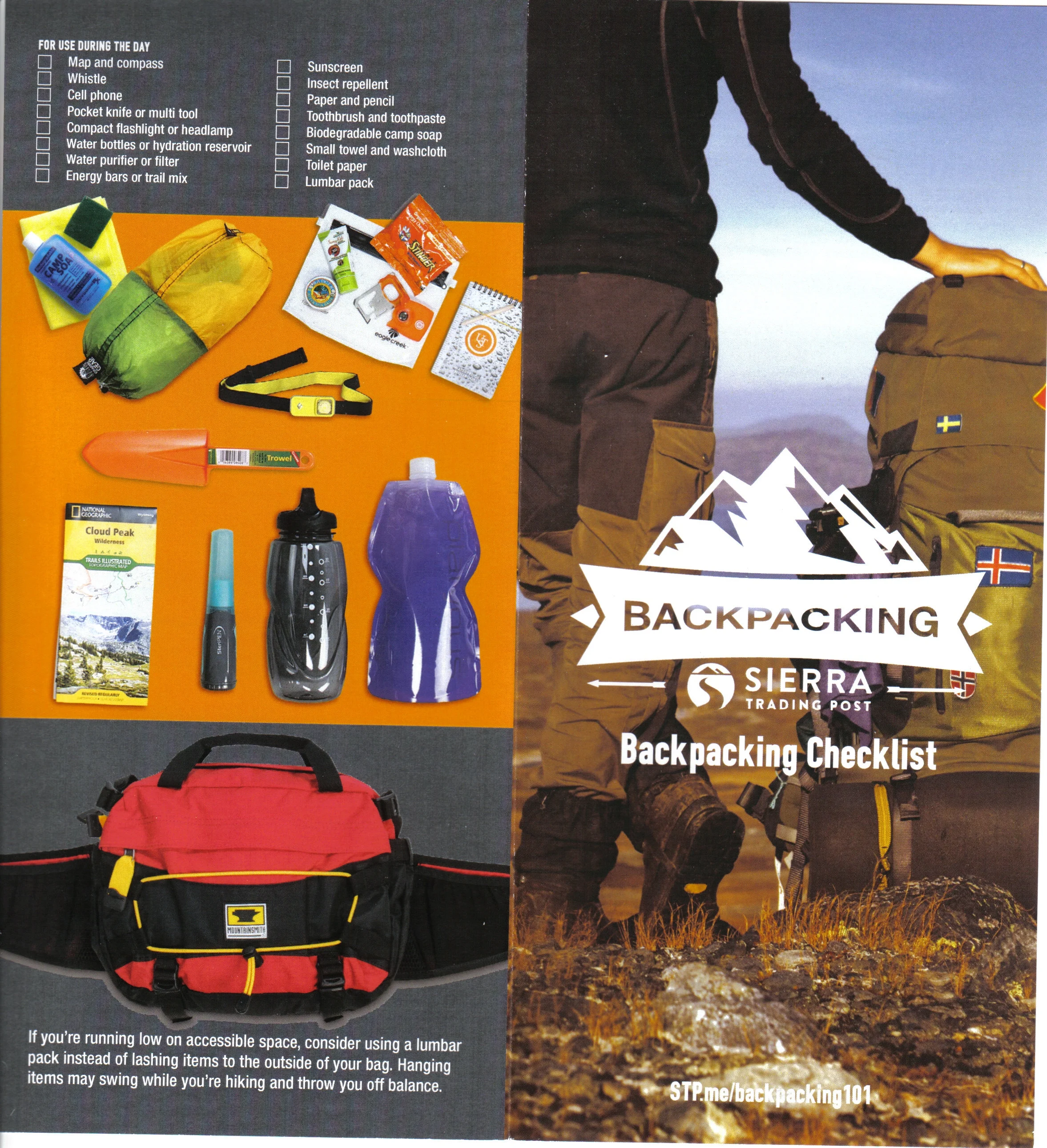 Exterior backpacking brochure