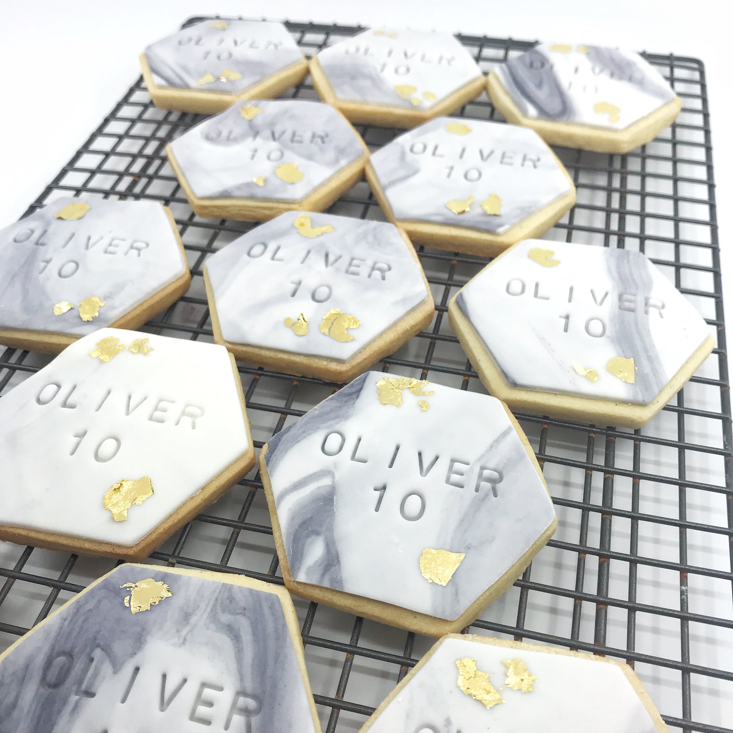 Stamped hexagon marble sugar cookies Brisbane