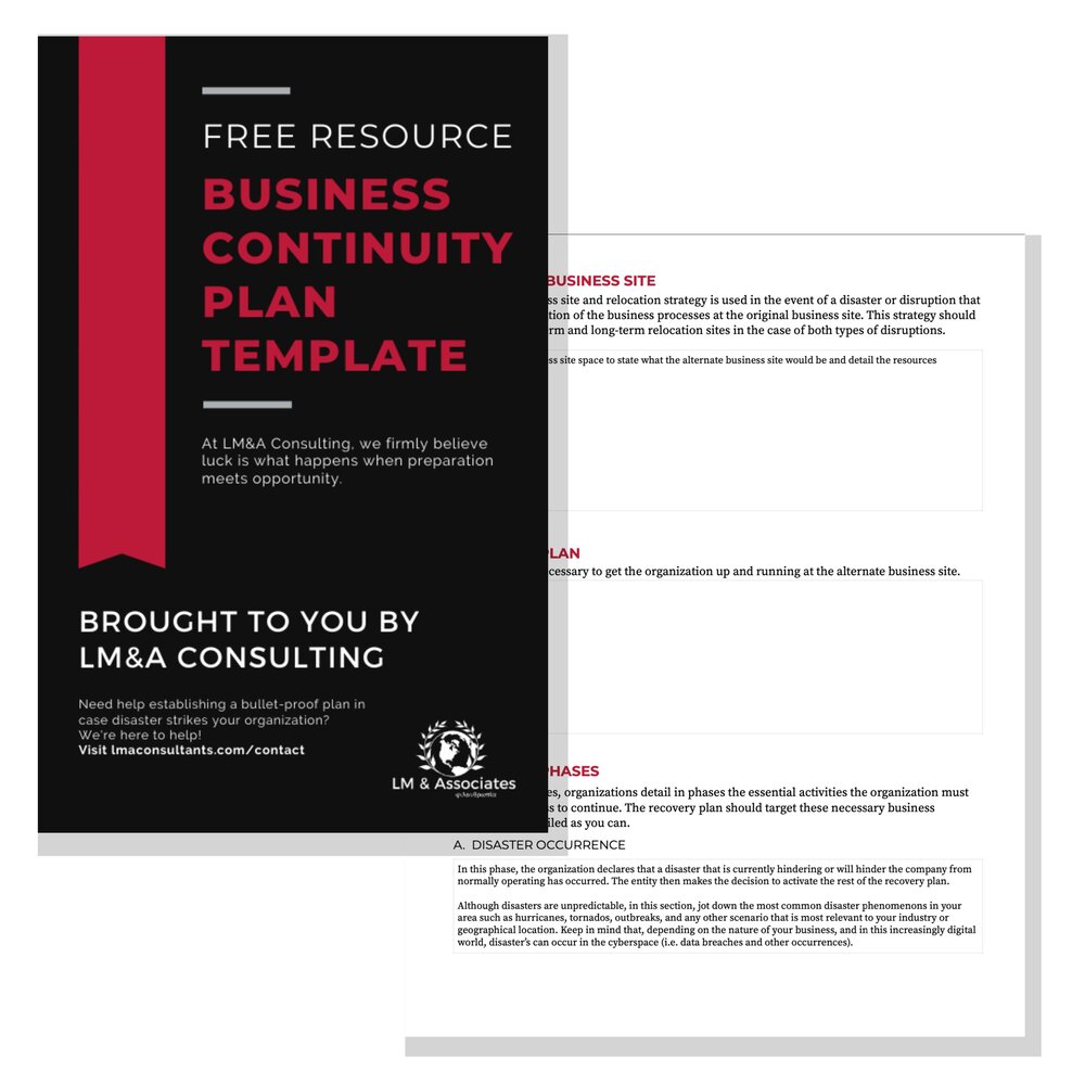 Download the Business Continuity Plan Template — LMA Consultants In Business Relocation Plan Template