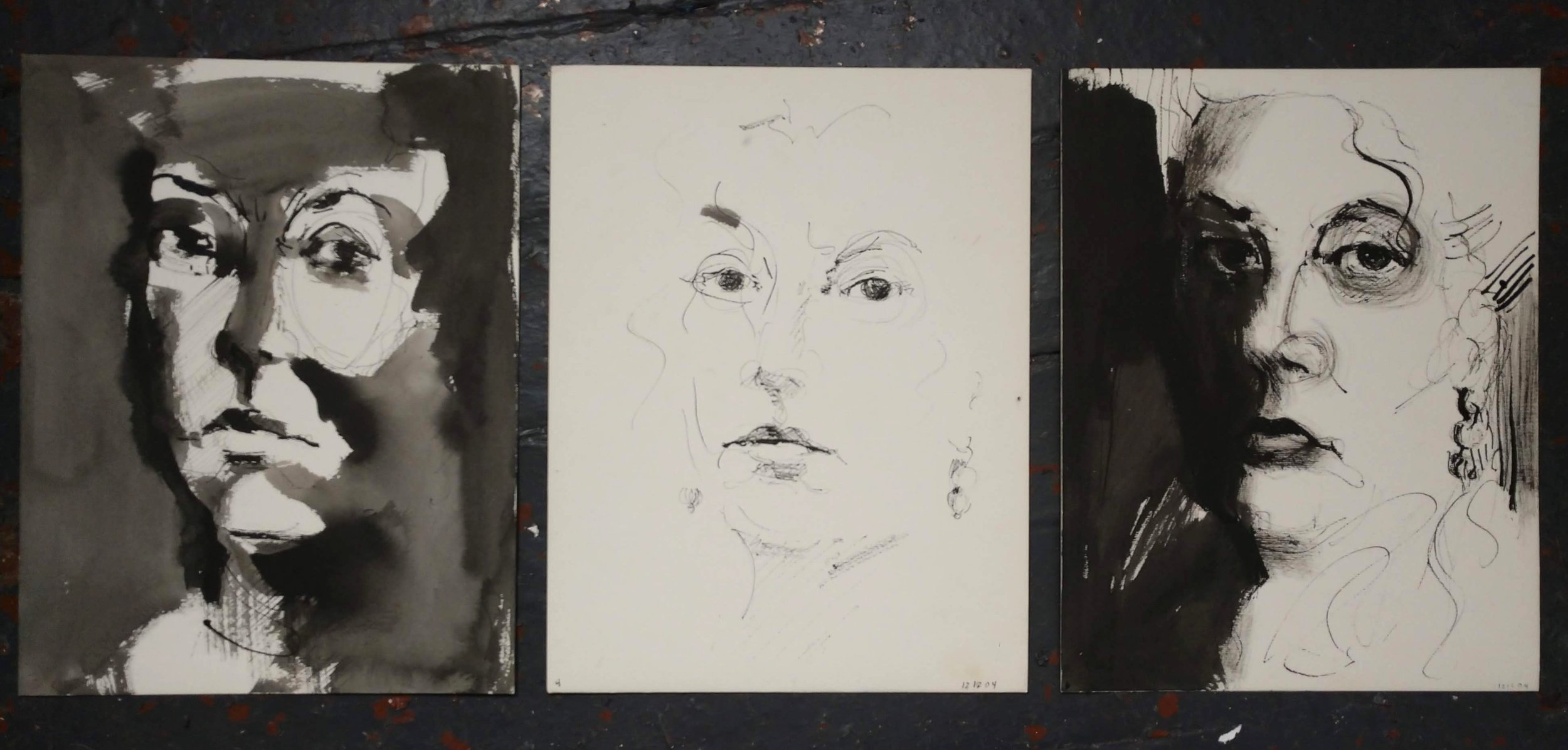 Self-Portraits (ink on paper)  8.5" x 11"