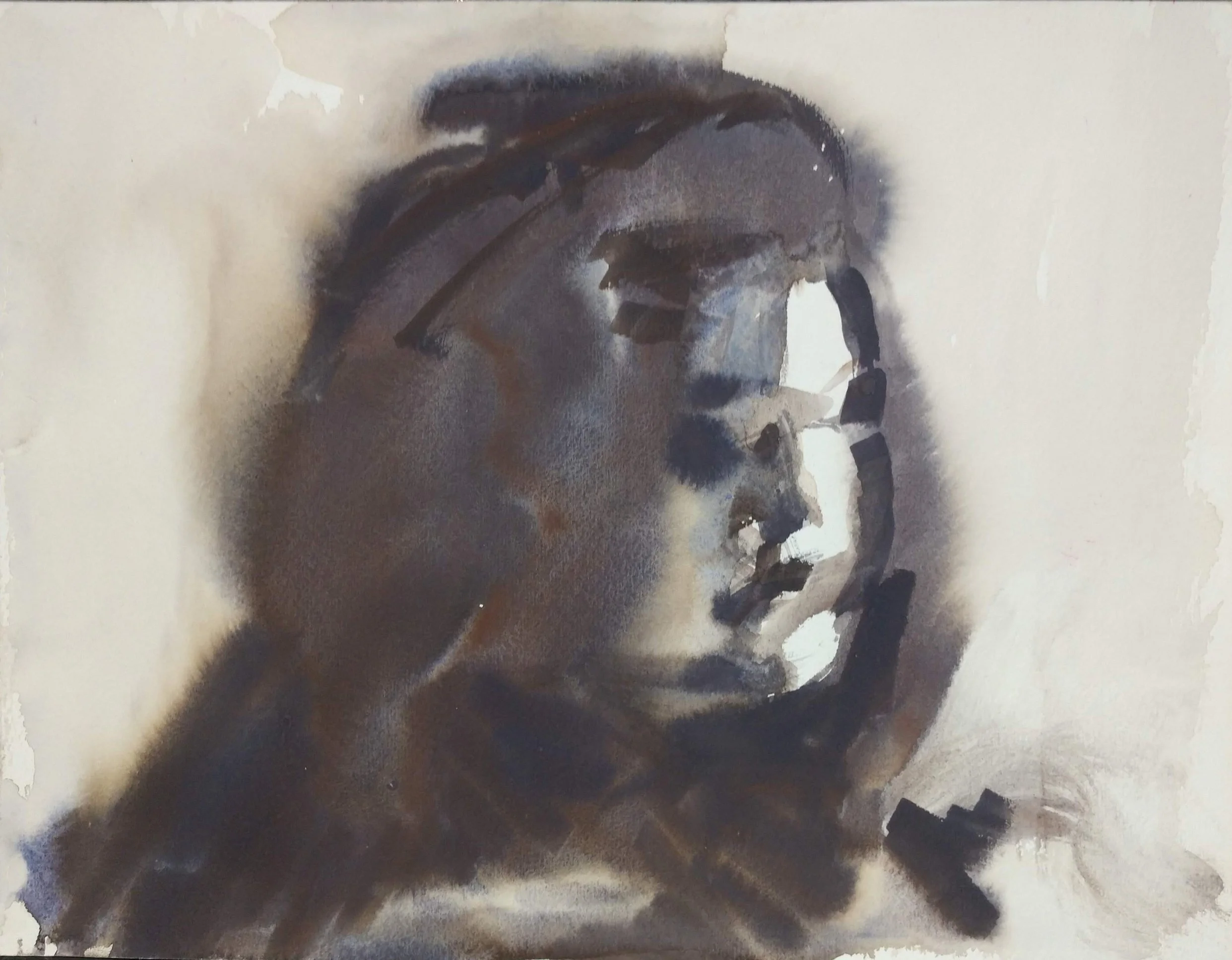 Self-Portrait (watercolor) 8.5" x 11"