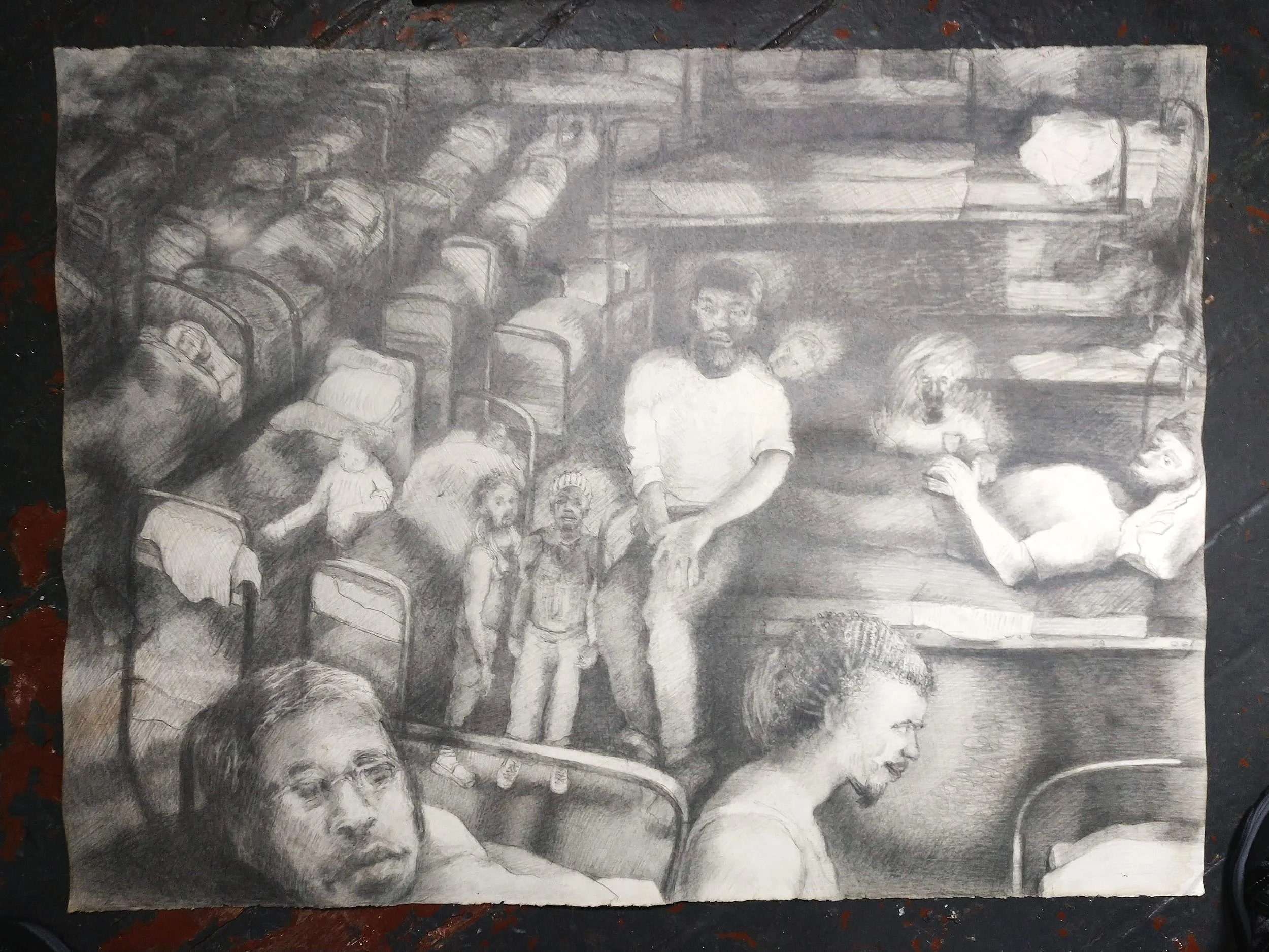 Study for: to keep calmness and deadness separate (graphite) 22" x 30"