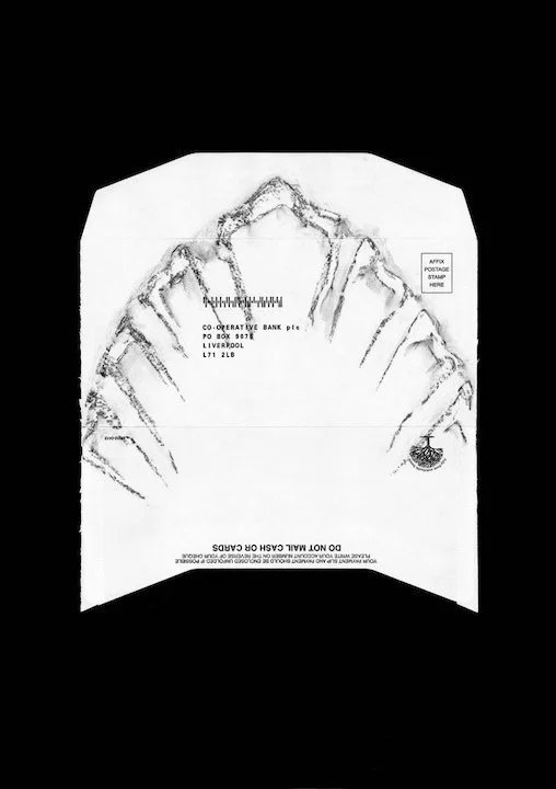 Envelope from Co-op bank with rubbing of a texture