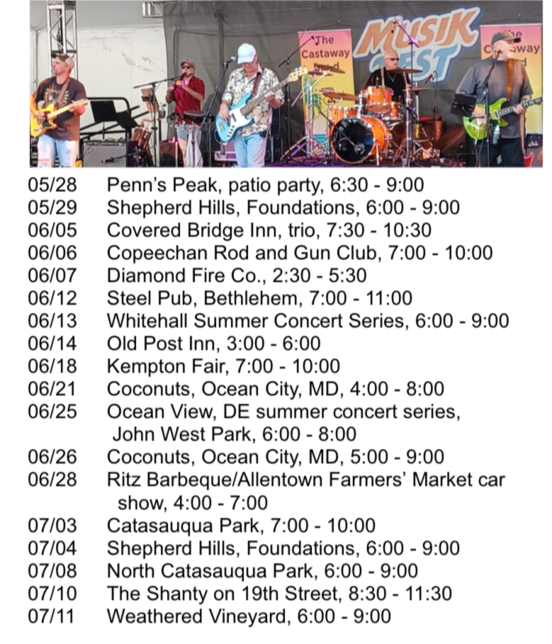 Castaways Upcoming Schedule