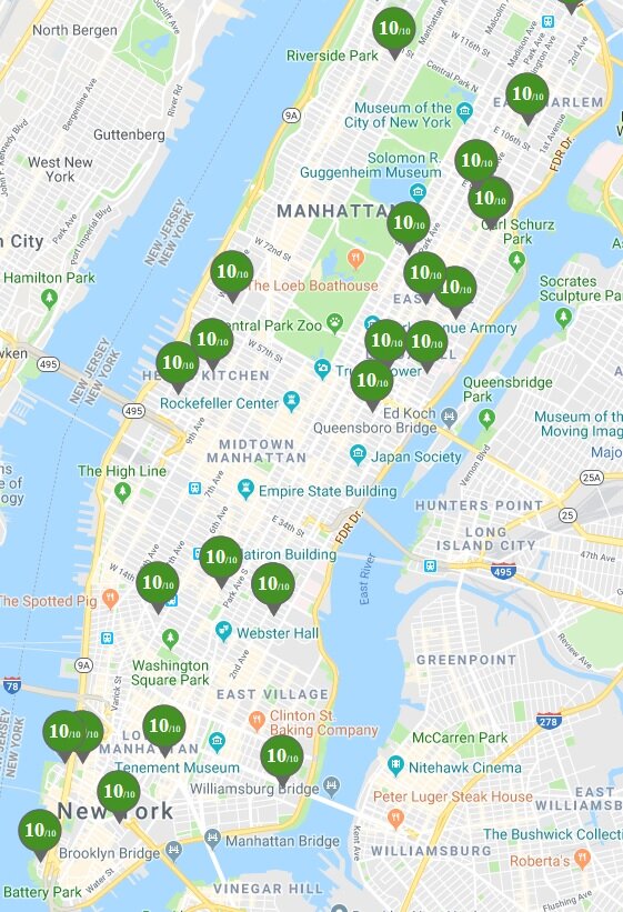 2019年的曼哈顿满分公立学校分布图