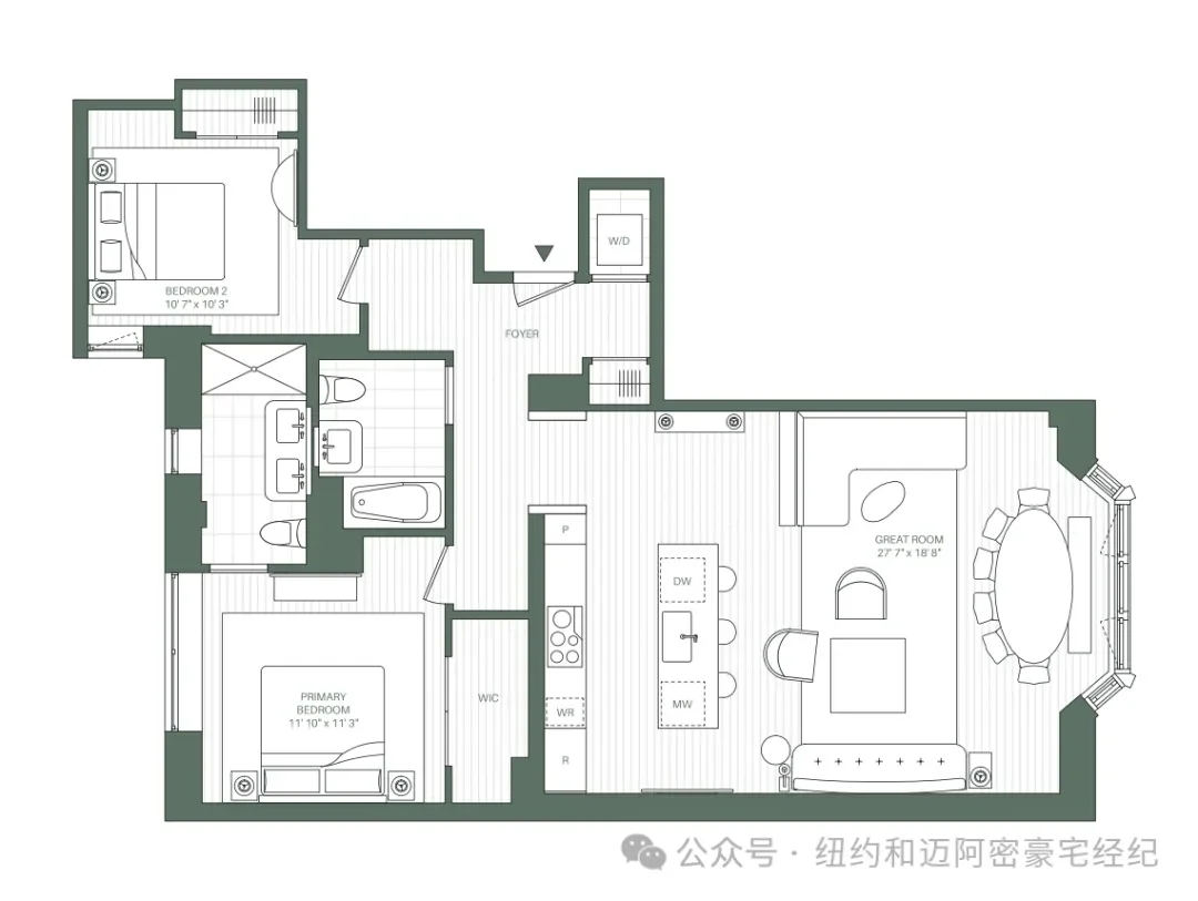 Parc Beaufort 两居室挑高平面图
