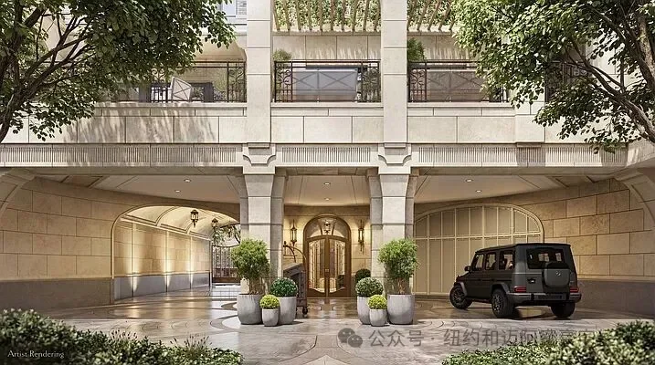 200 West 88th 私人车道和住宅入口效果图