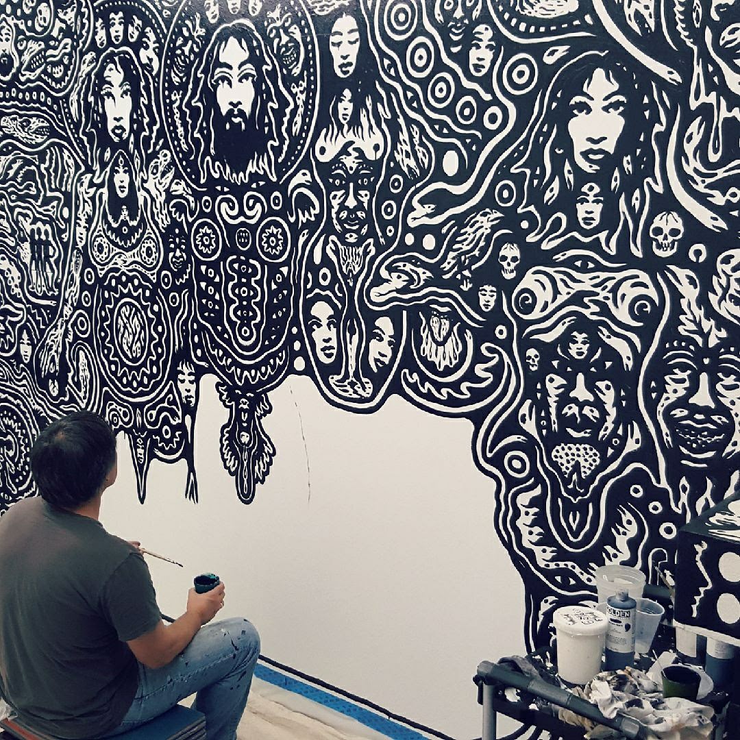 The Lodge Gallery mural, Detail (Photo Credit: Jason Patrick Voegele)