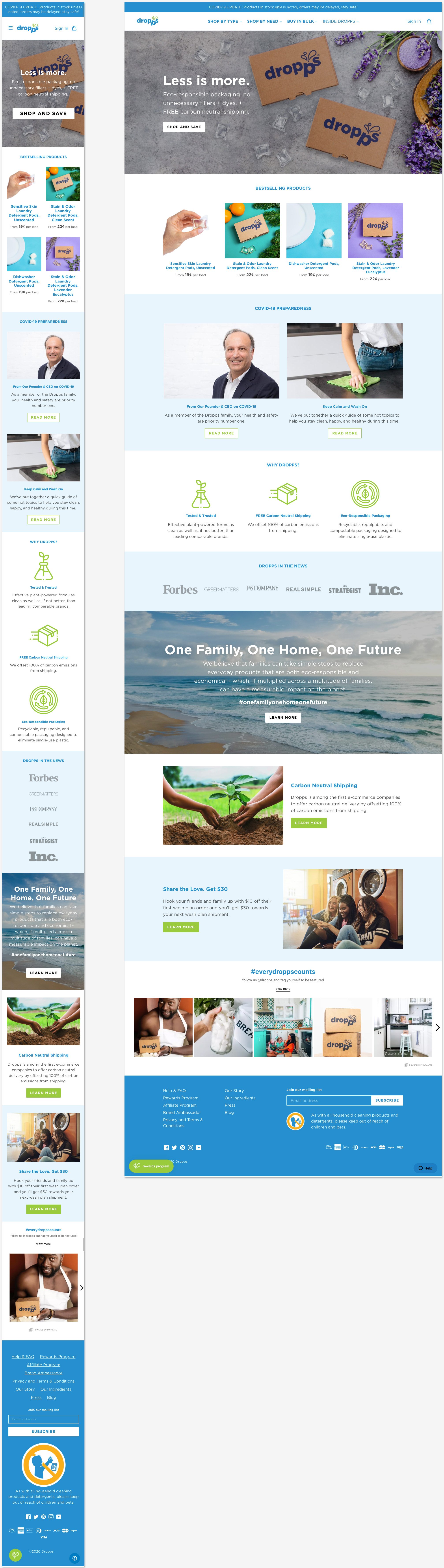 Dropps Homepage Before