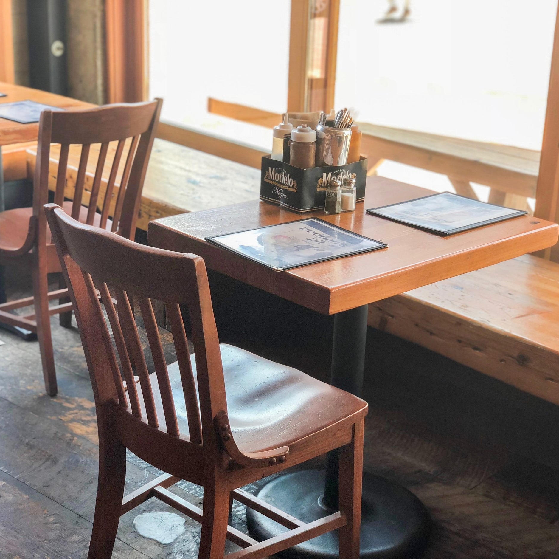 Note the armless chairs, sturdy benches, and moveable tables!