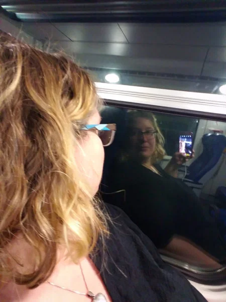 Fat on the Pisa-Cinque Terre train.