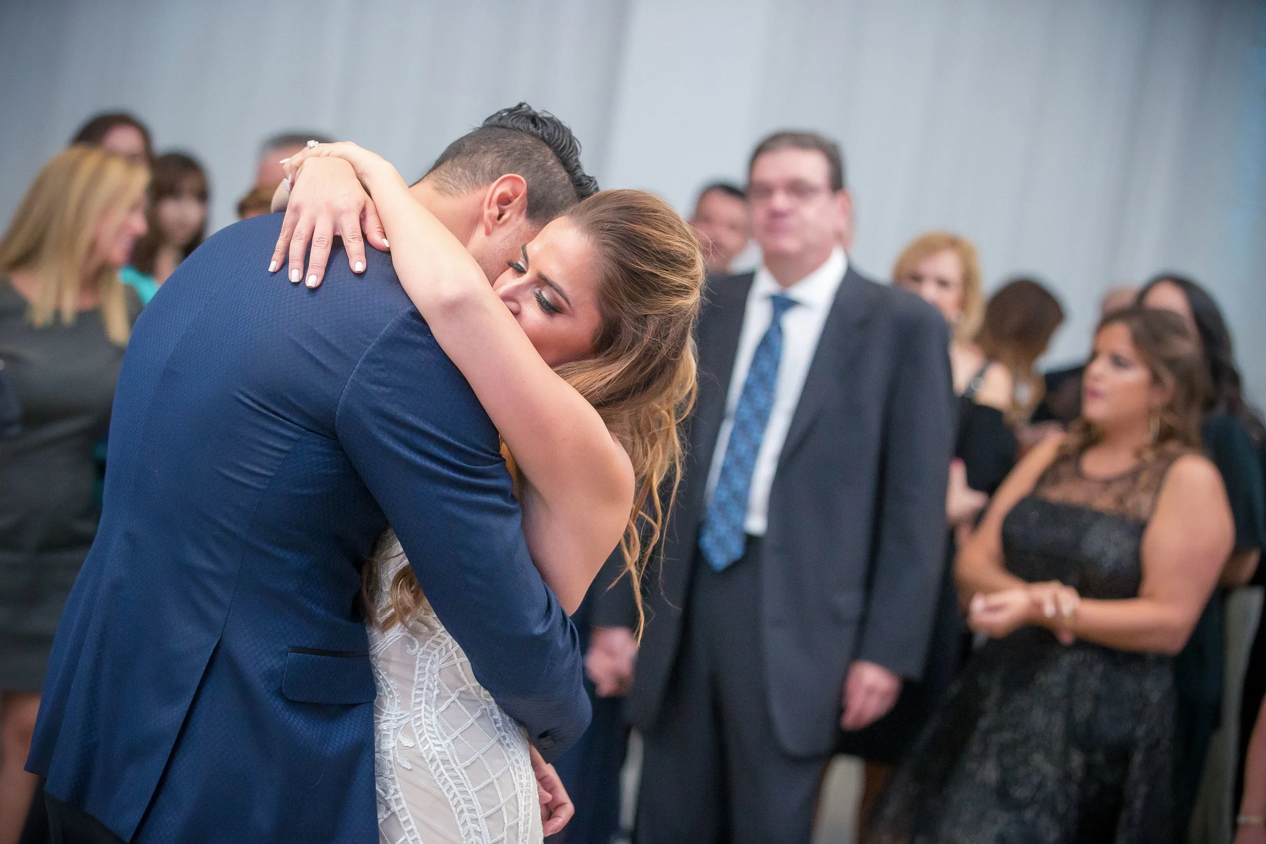 Bride and groom sharing a first dance at their Chicago wedding reception
