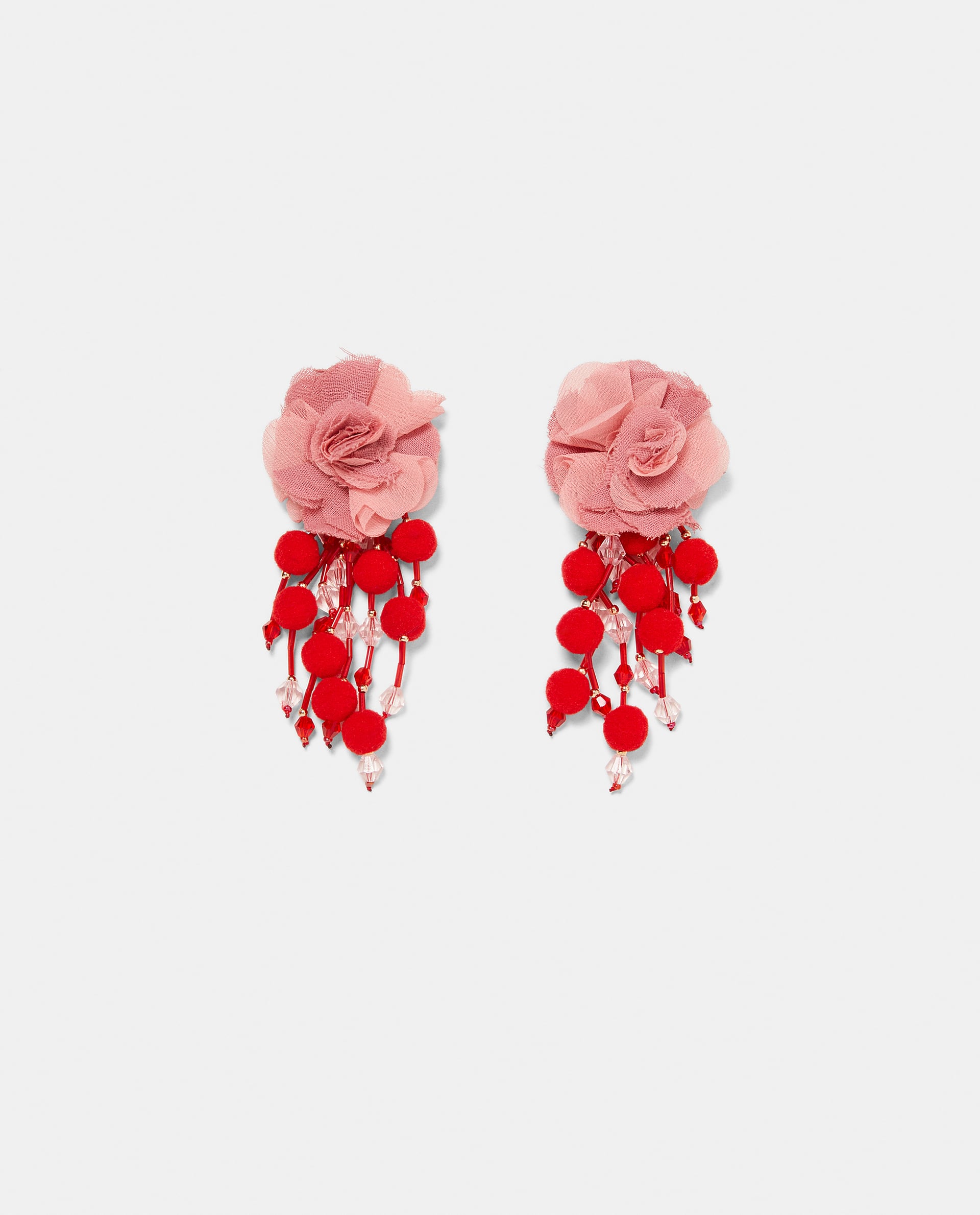 EARRINGS WITH FABRIC FLOWERS